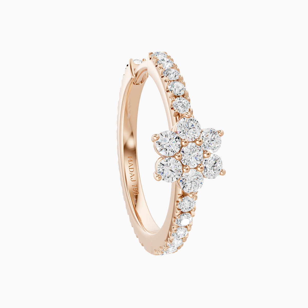 Chloris | 18k Rose Gold 11 mm Flower Diamond Hoop Piercing