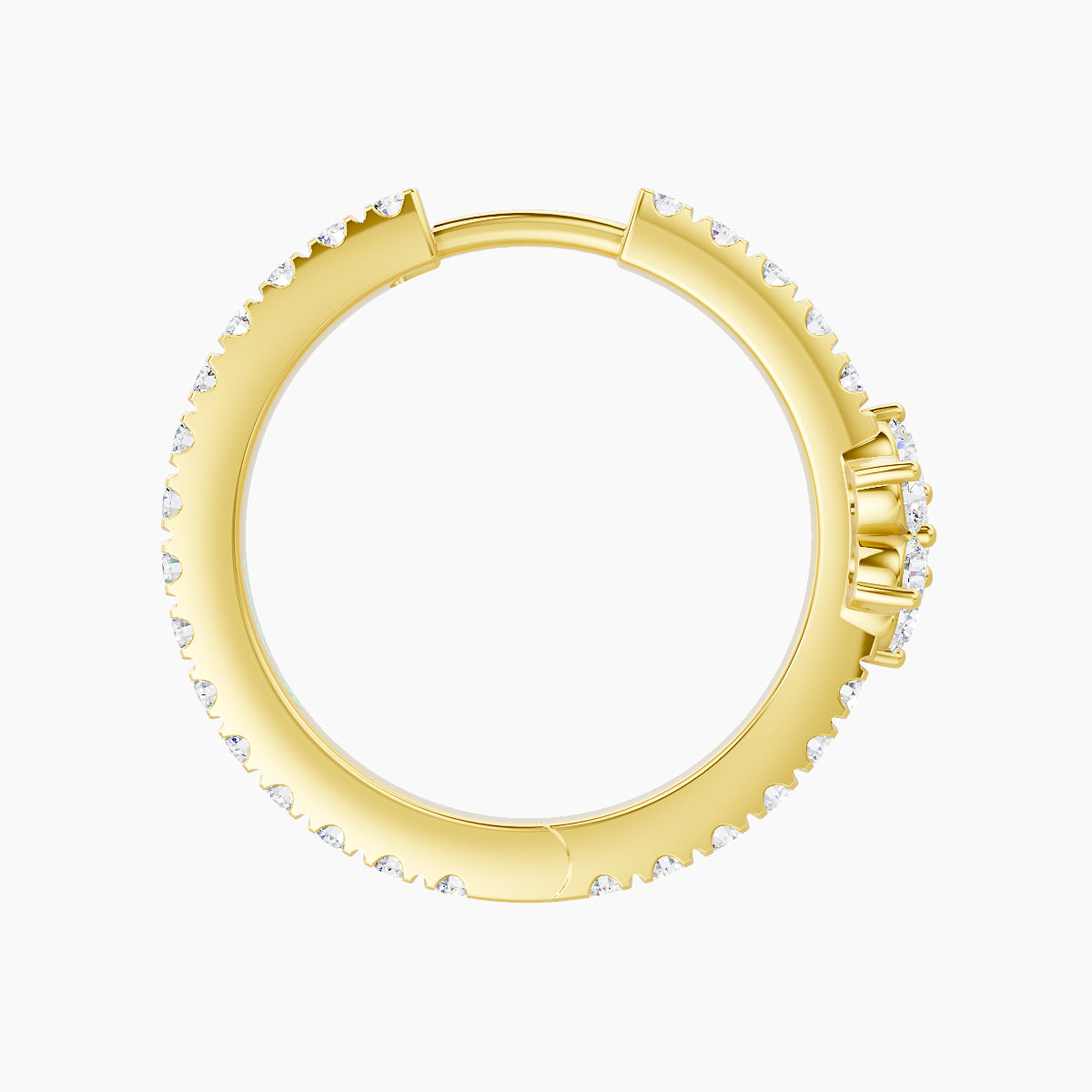 Chloris | 18k Yellow Gold 11 mm Flower Diamond Hoop Piercing