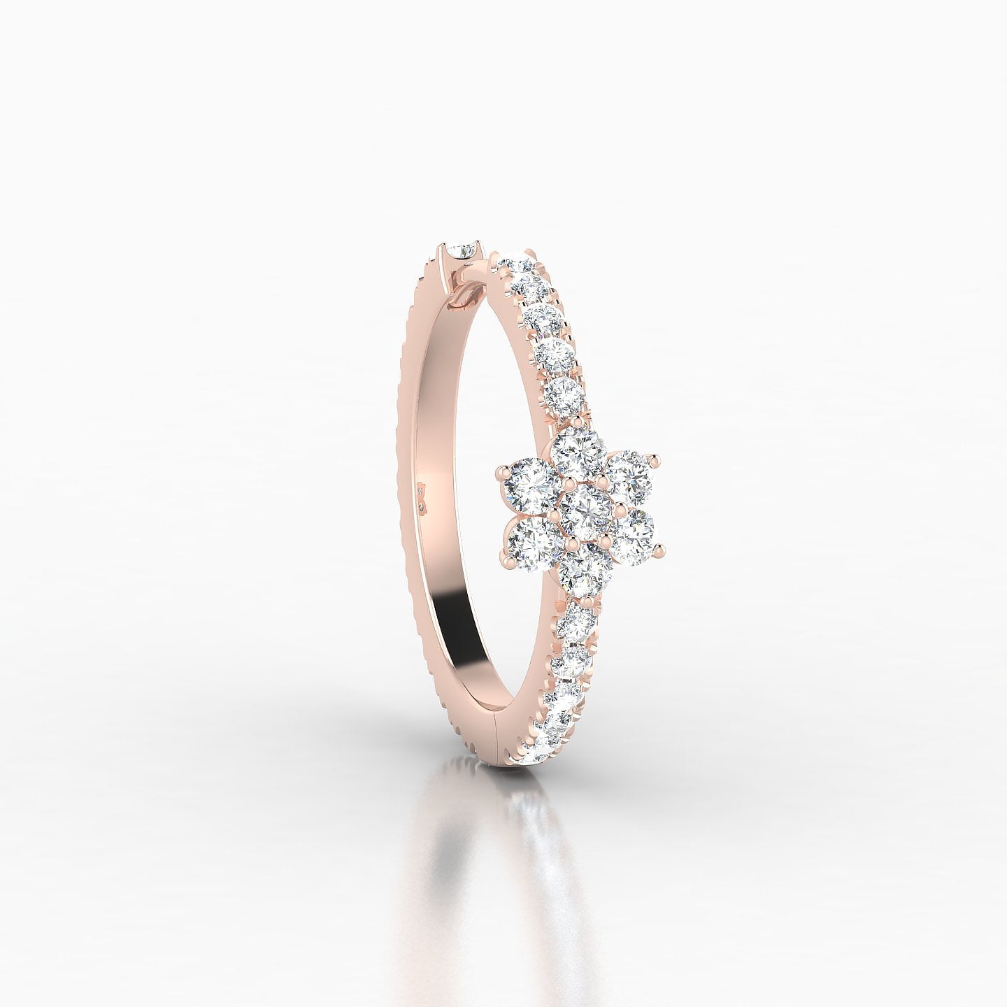 Chloris | 18k Rose Gold 11 mm Flower Diamond Hoop Piercing