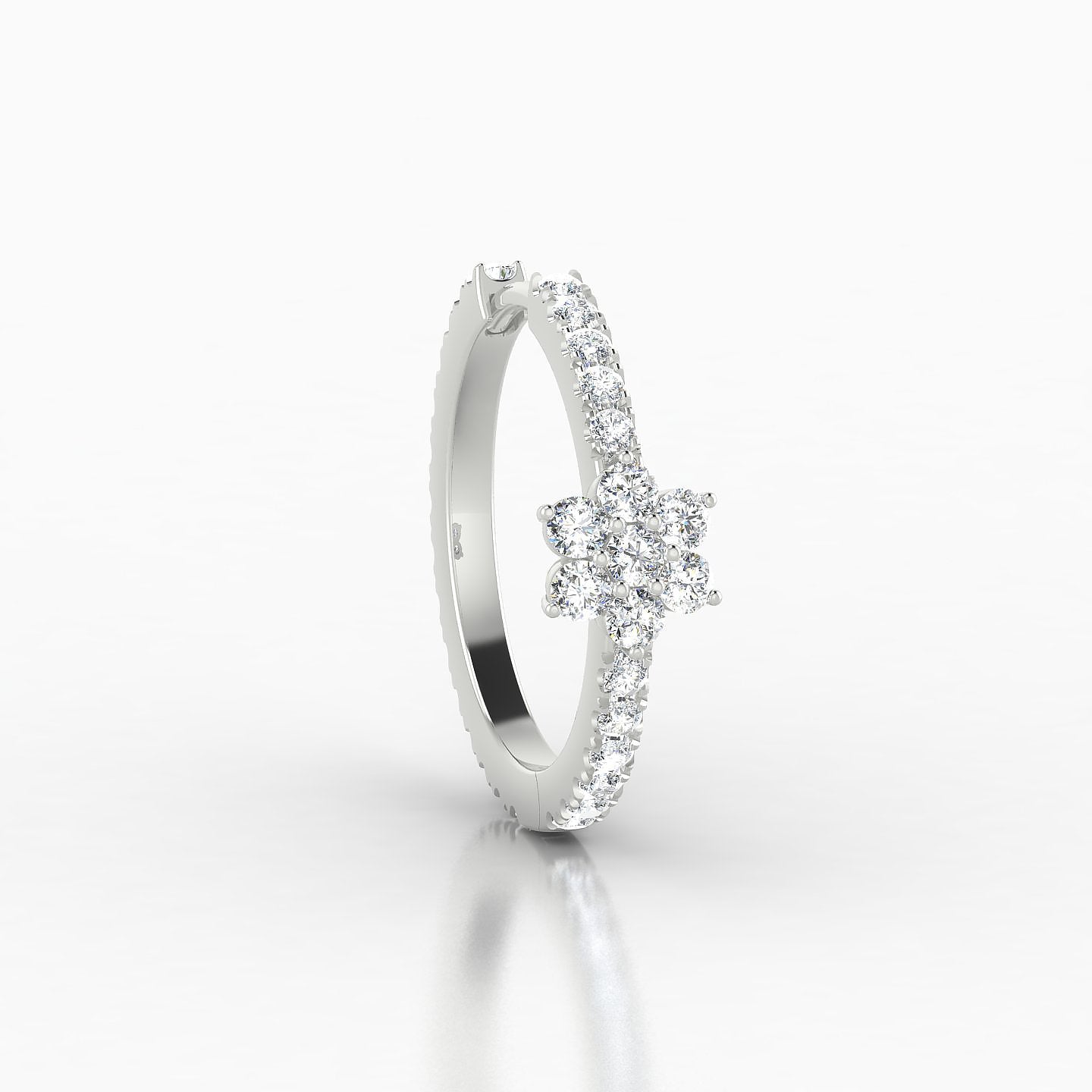 Chloris | 18k White Gold 11 mm Flower Diamond Hoop Piercing