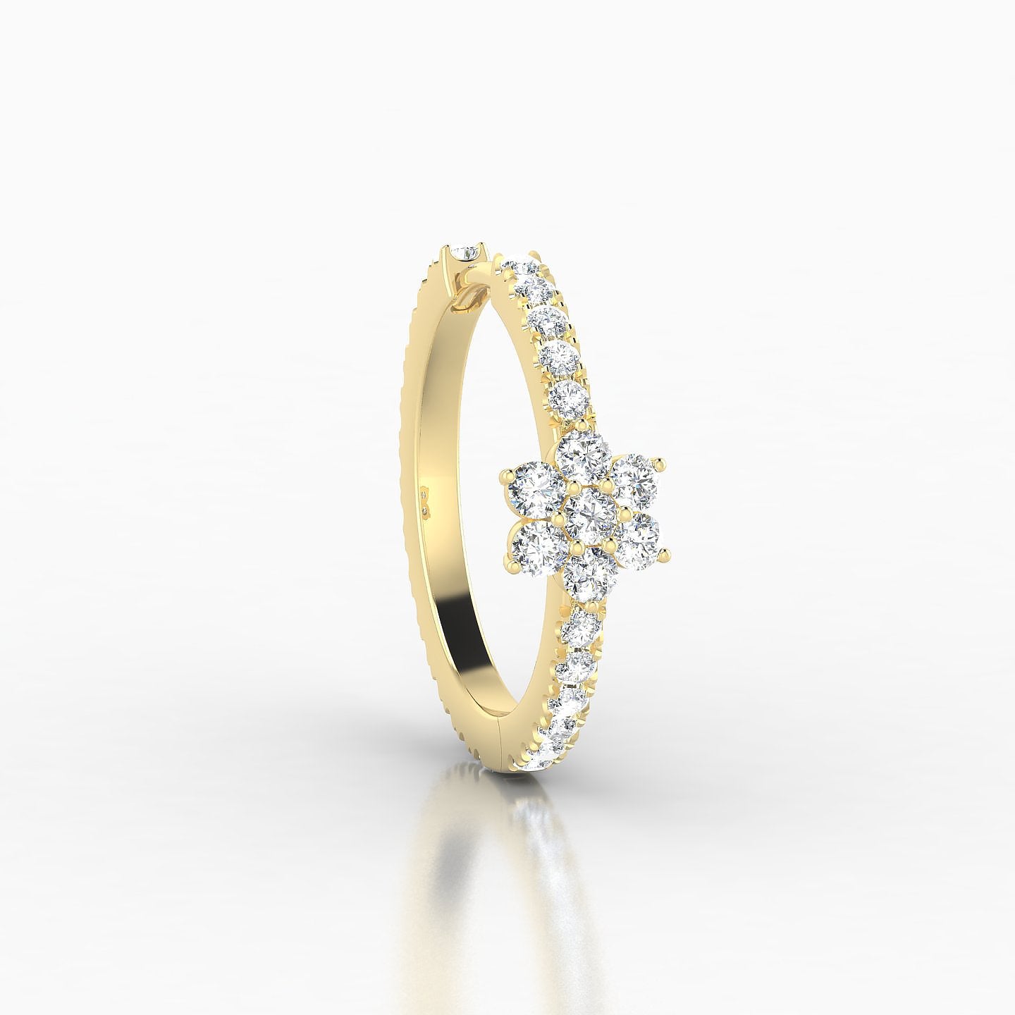 Chloris | 18k Yellow Gold 11 mm Flower Diamond Hoop Piercing