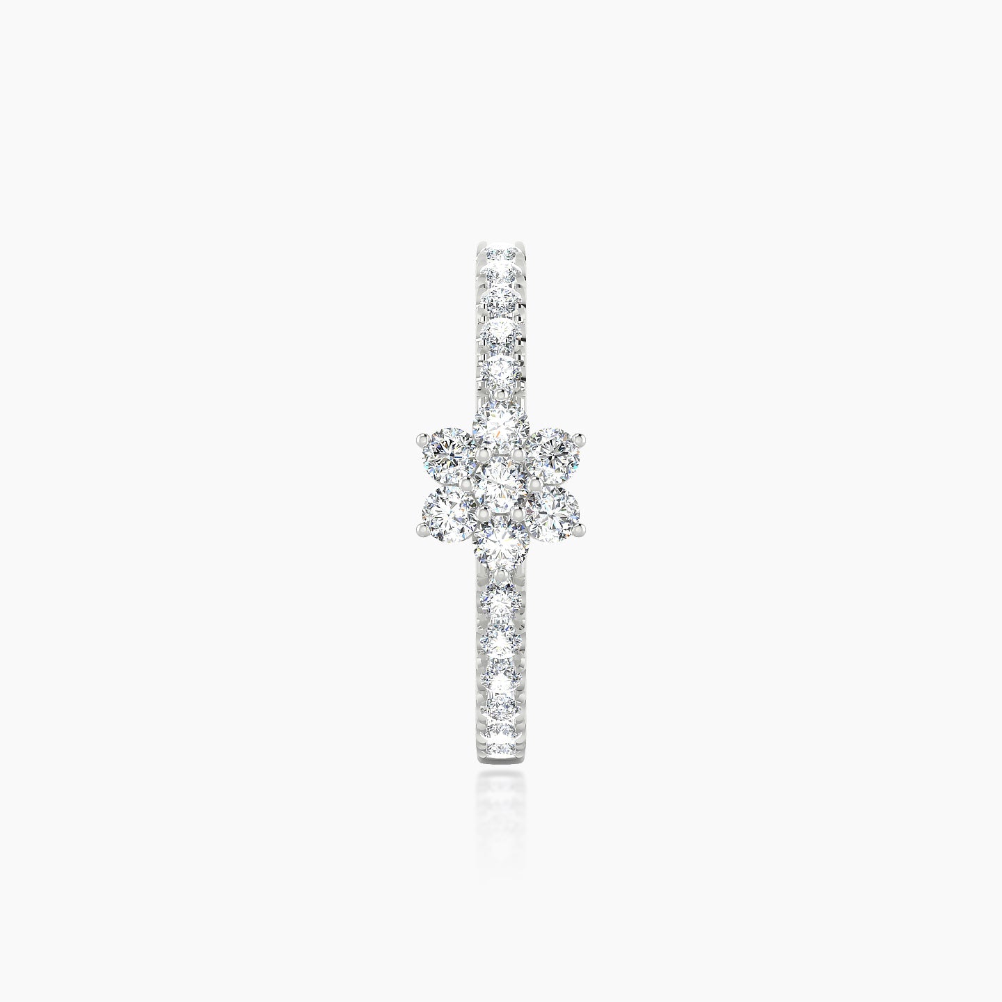 Chloris | 18k White Gold 11 mm Flower Diamond Hoop Piercing