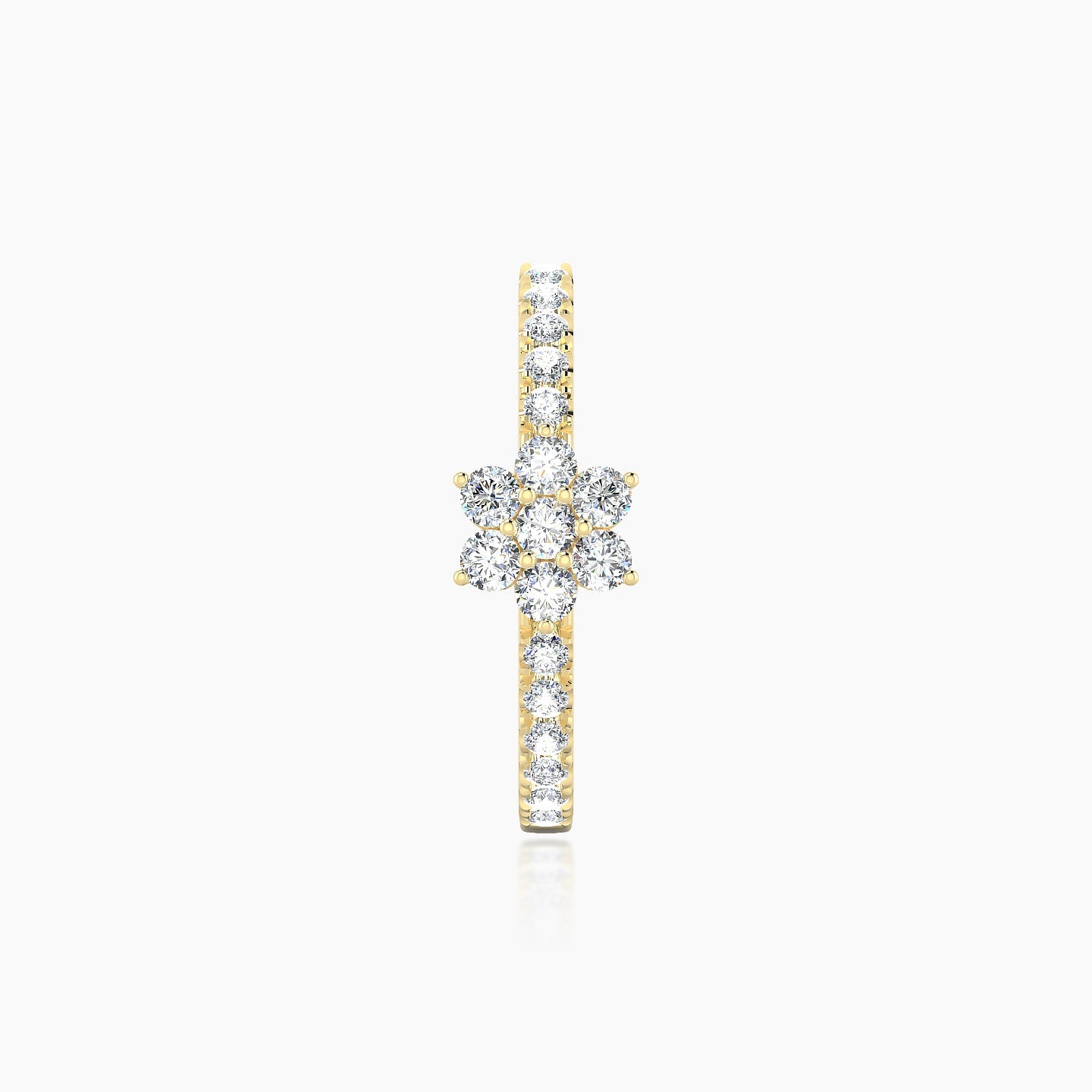 Chloris | 18k Yellow Gold 11 mm Flower Diamond Hoop Piercing