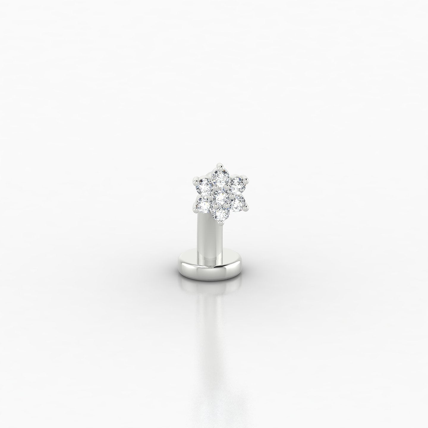 Chloris | 18k White Gold 10 mm 4 mm Flower Diamond Floating Navel Piercing