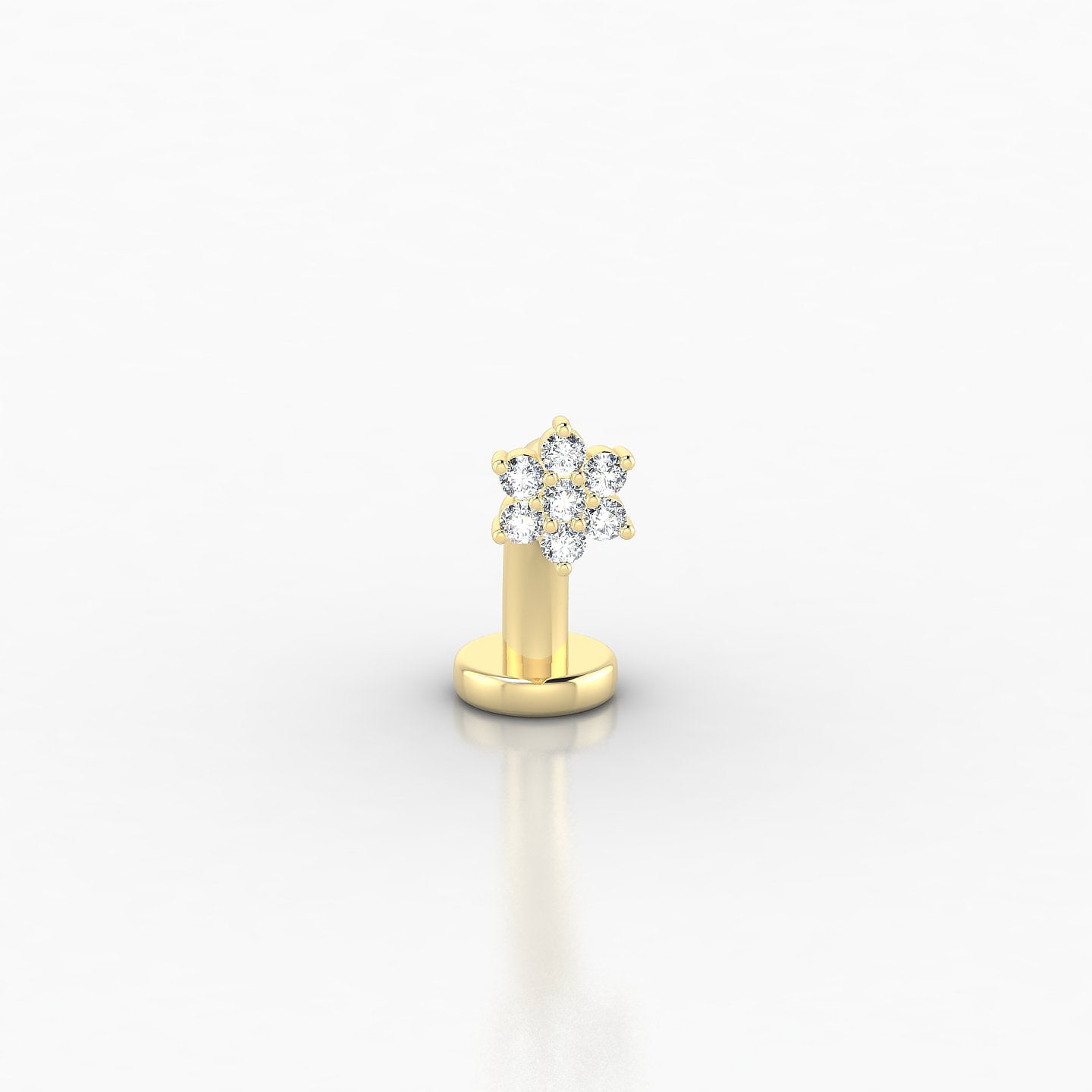 Chloris | 18k Yellow Gold 10 mm 4 mm Flower Diamond Floating Navel Piercing