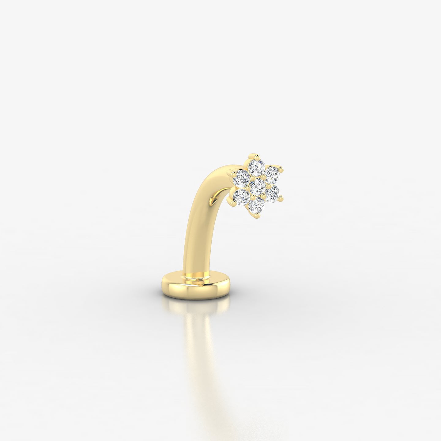 Chloris | 18k Yellow Gold 4 mm 10 mm Flower Diamond Floating Navel Piercing