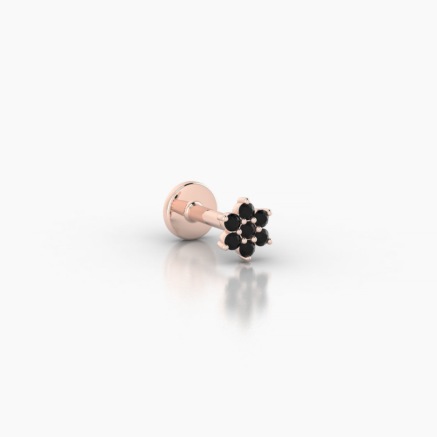 Chloris | 18k Rose Gold 5 mm 4 mm Flower Black Diamond Nostril Piercing