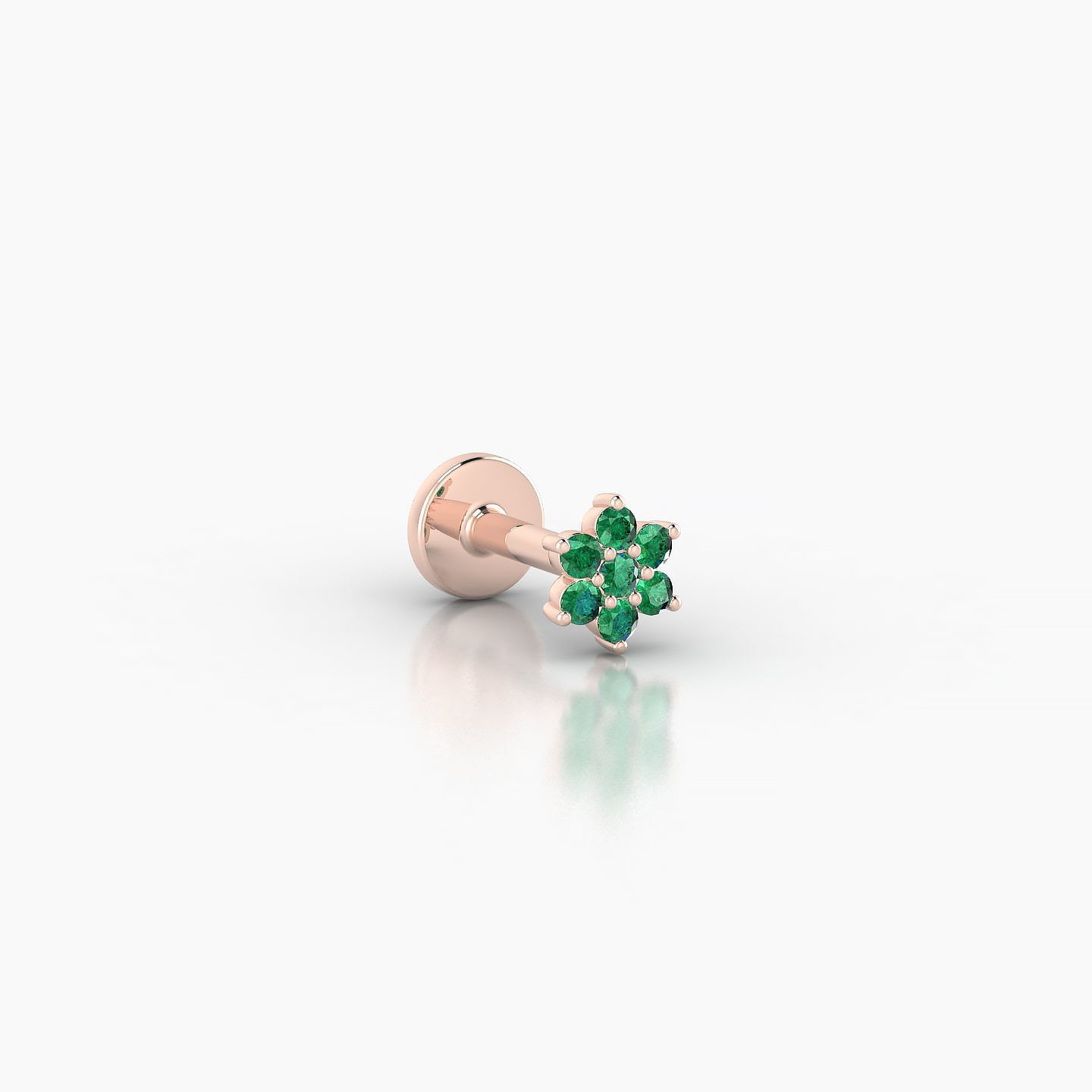 Chloris | 18k Rose Gold 5 mm 4 mm Flower Emerald Nostril Piercing