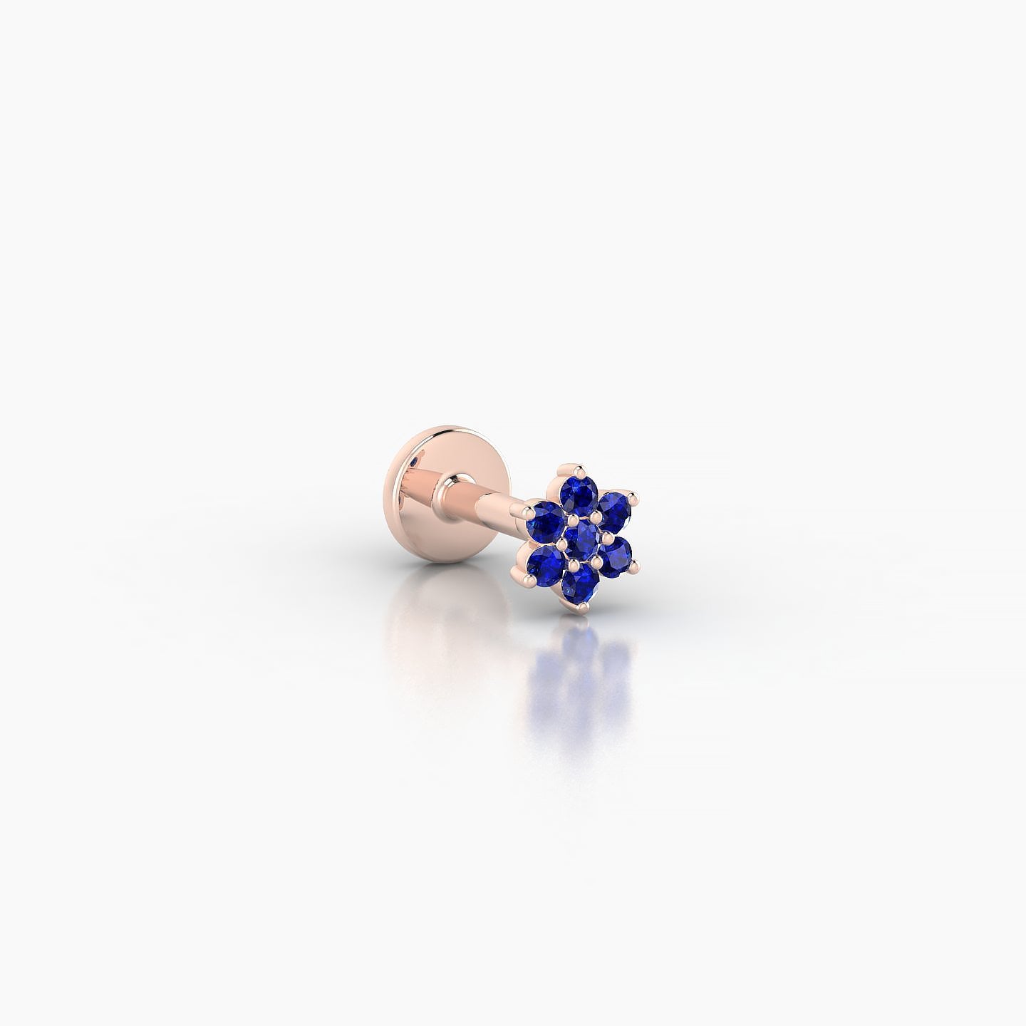 Chloris | 18k Rose Gold 5 mm 4 mm Flower Sapphire Nostril Piercing