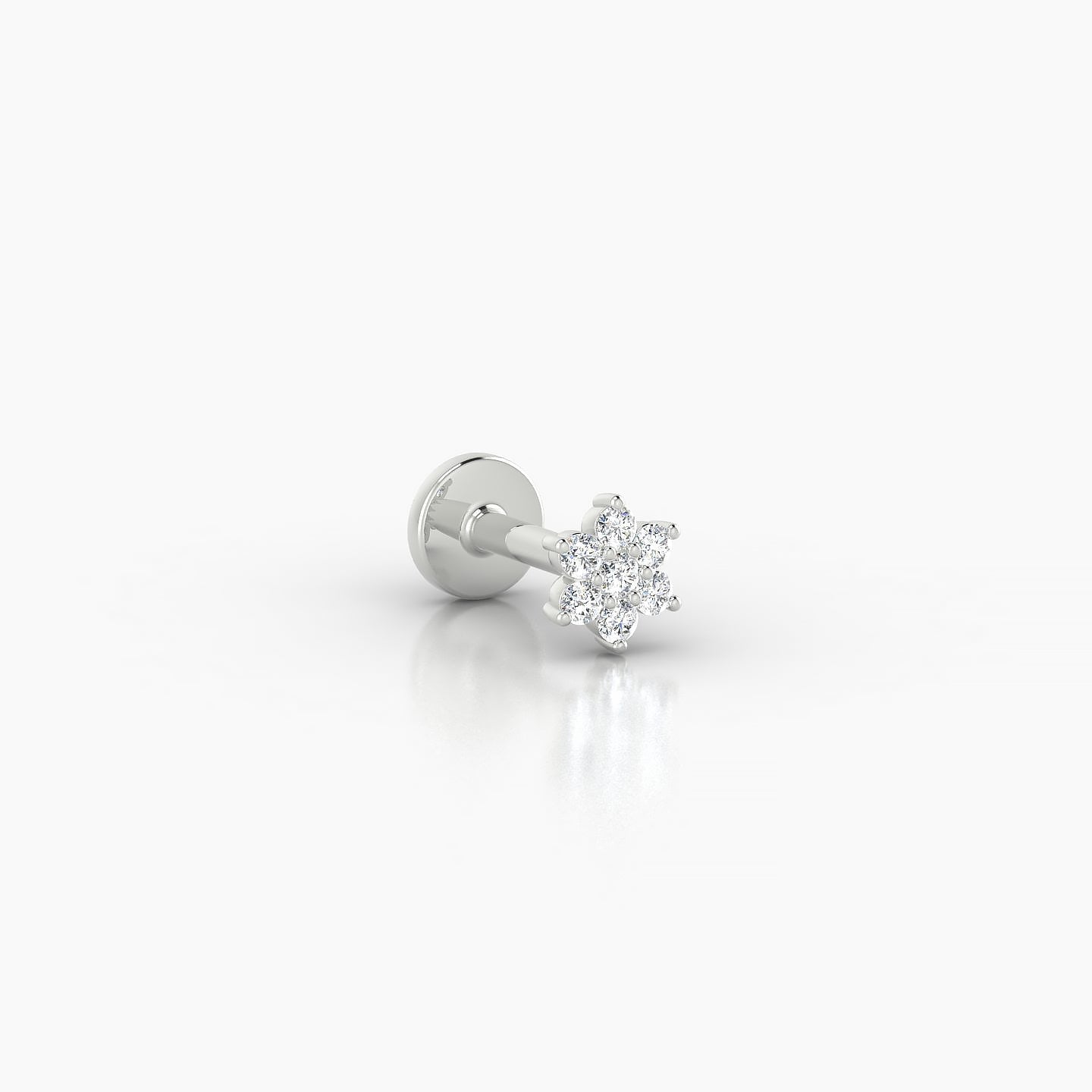 Chloris | 18k White Gold 4 mm 5 mm Flower Diamond Nostril Piercing