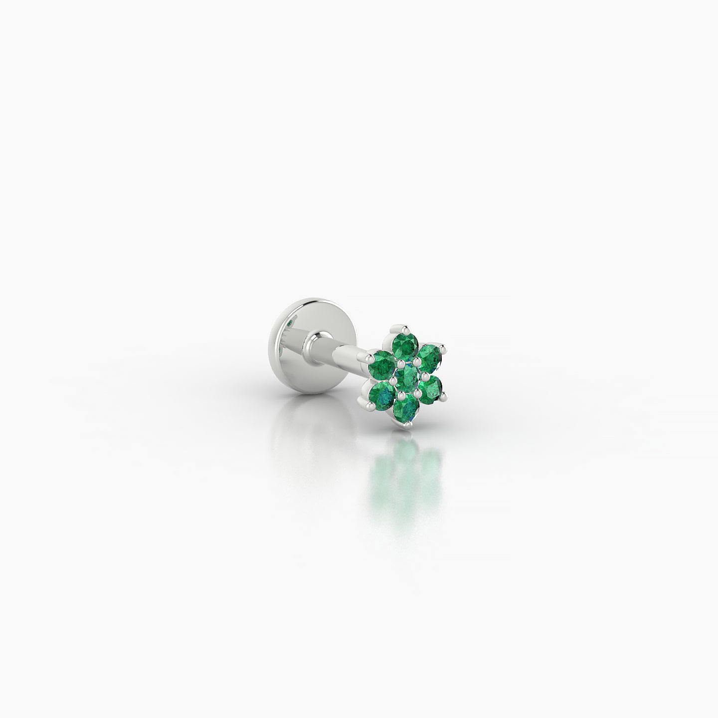 Chloris | 18k White Gold 5 mm 4 mm Flower Emerald Nostril Piercing