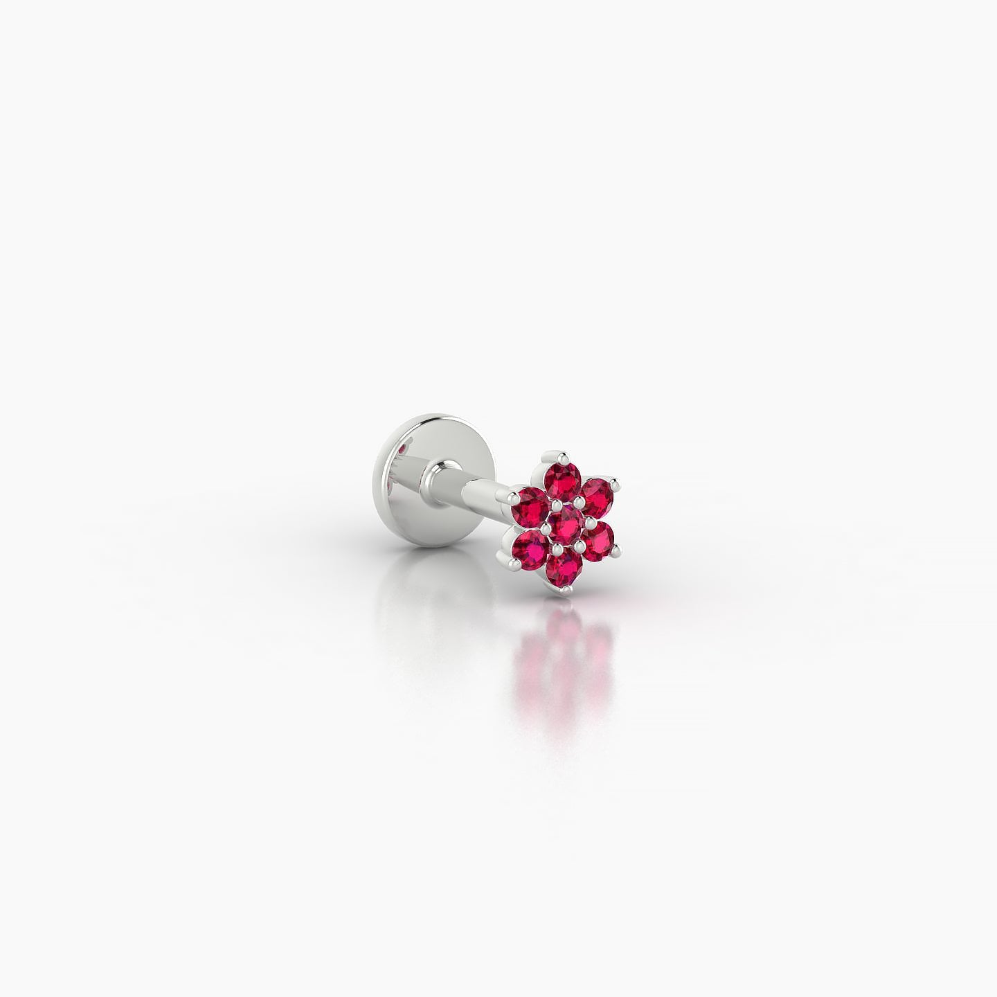 Chloris | 18k White Gold 5 mm 4 mm Flower Ruby Nostril Piercing