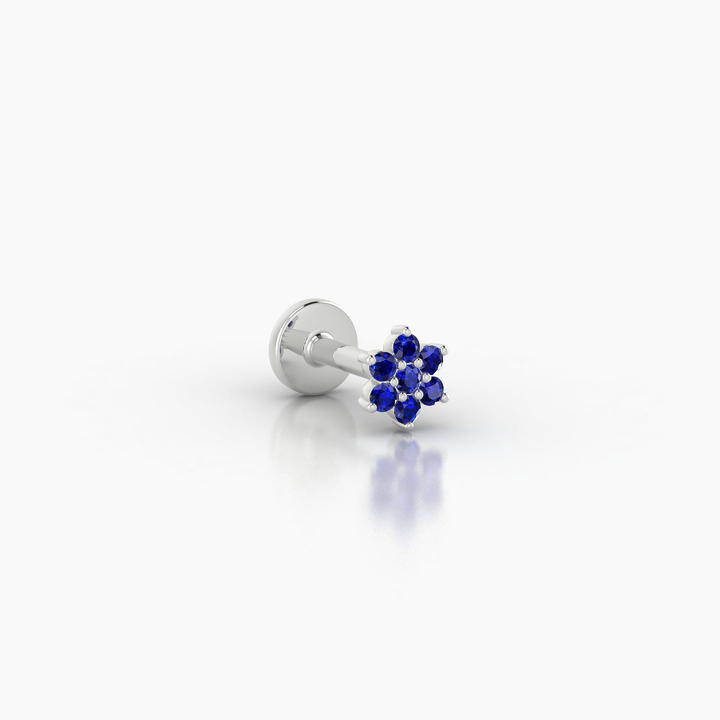 Chloris | 18k White Gold 5 mm 4 mm Flower Sapphire Nostril Piercing