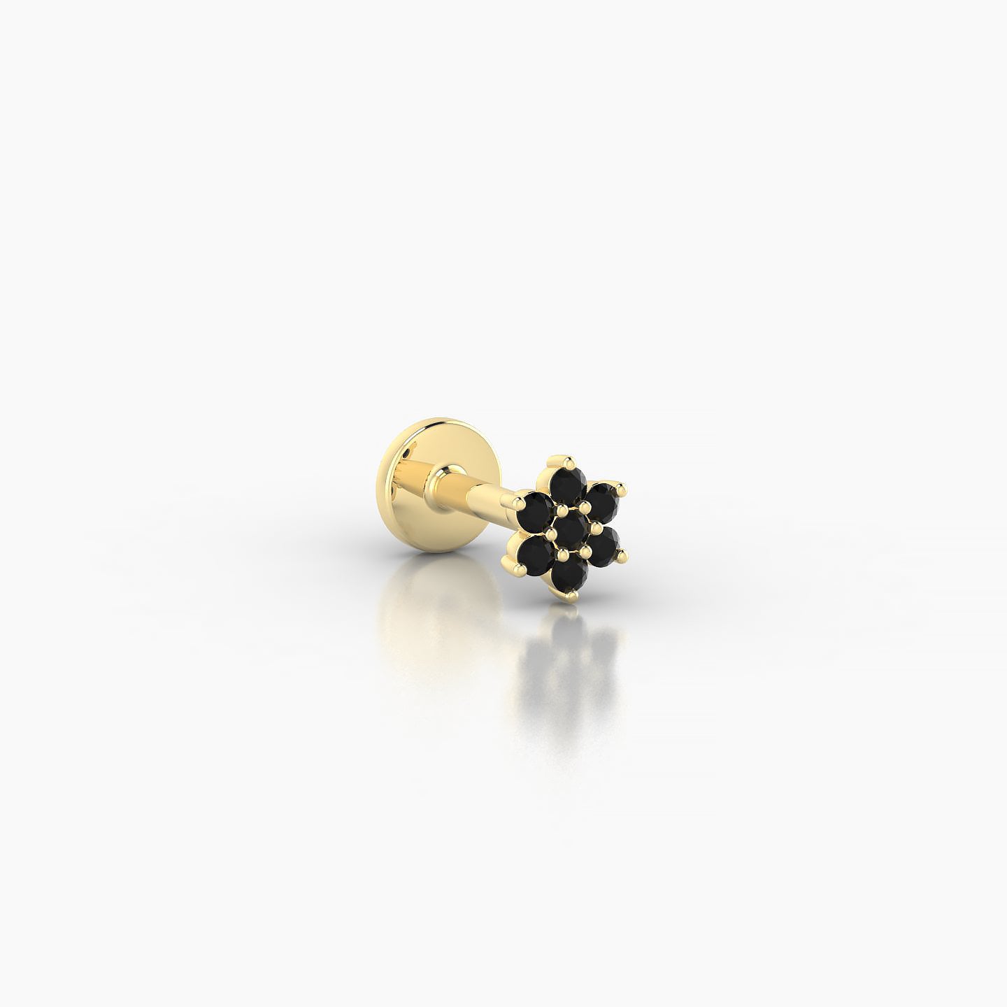 Chloris | 18k Yellow Gold 5 mm 4 mm Flower Black Diamond Nostril Piercing