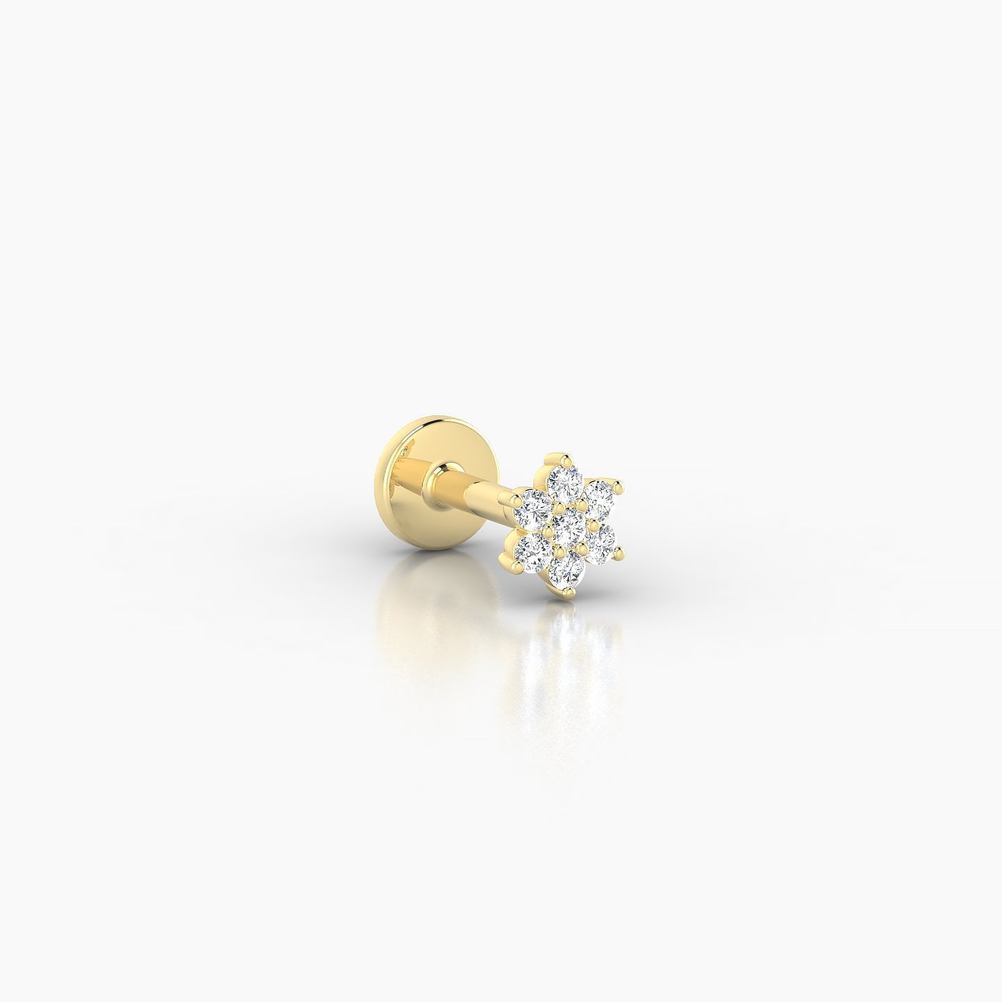 Chloris | 18k Yellow Gold 4 mm 5 mm Flower Diamond Nostril Piercing