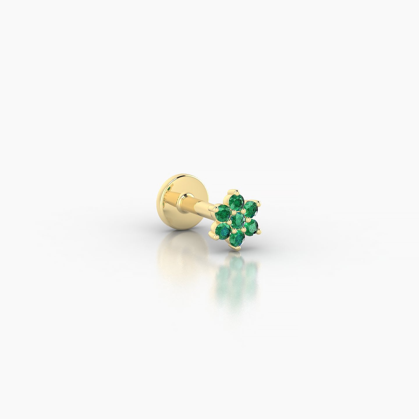 Chloris | 18k Yellow Gold 5 mm 4 mm Flower Emerald Nostril Piercing