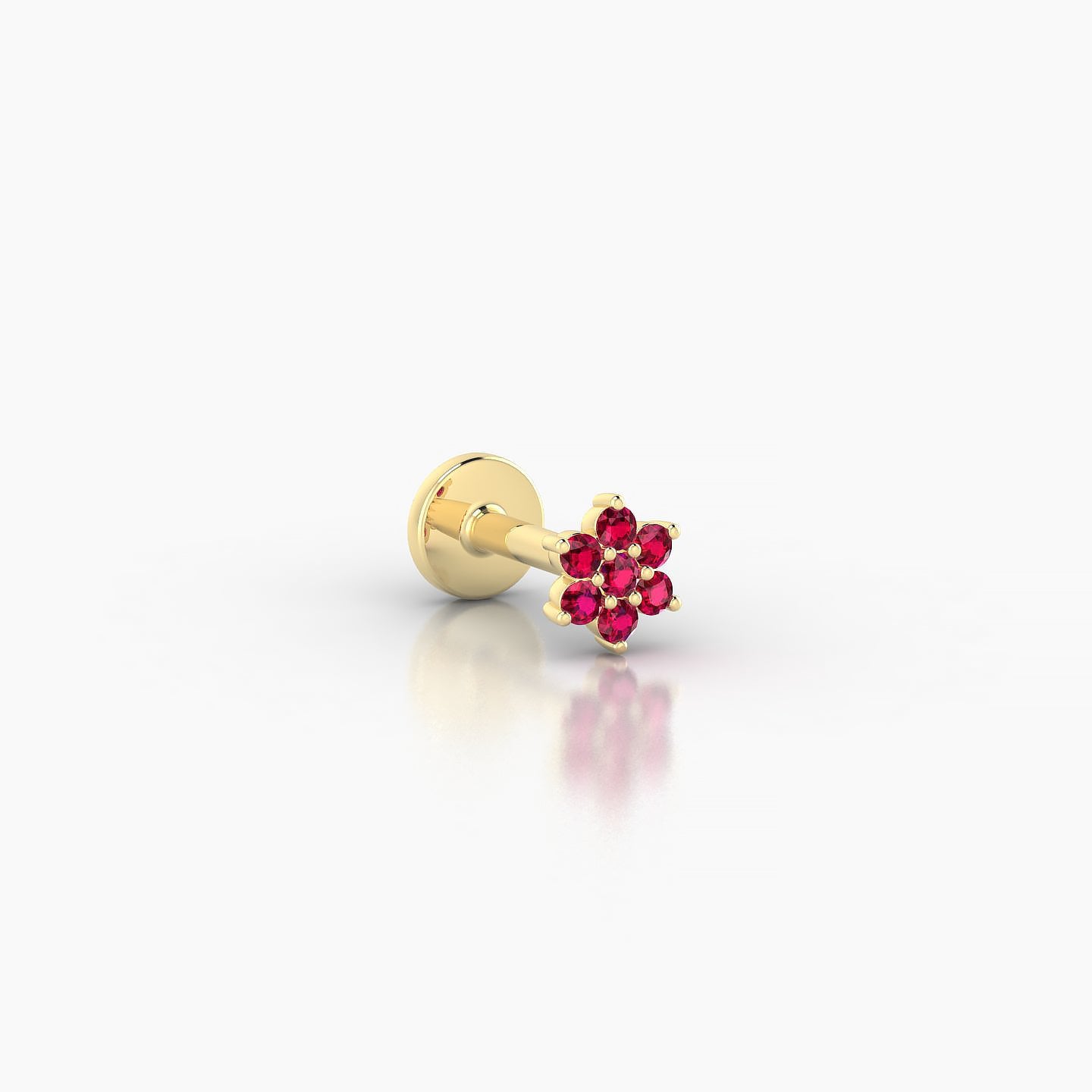 Chloris | 18k Yellow Gold 5 mm 4 mm Flower Ruby Nostril Piercing