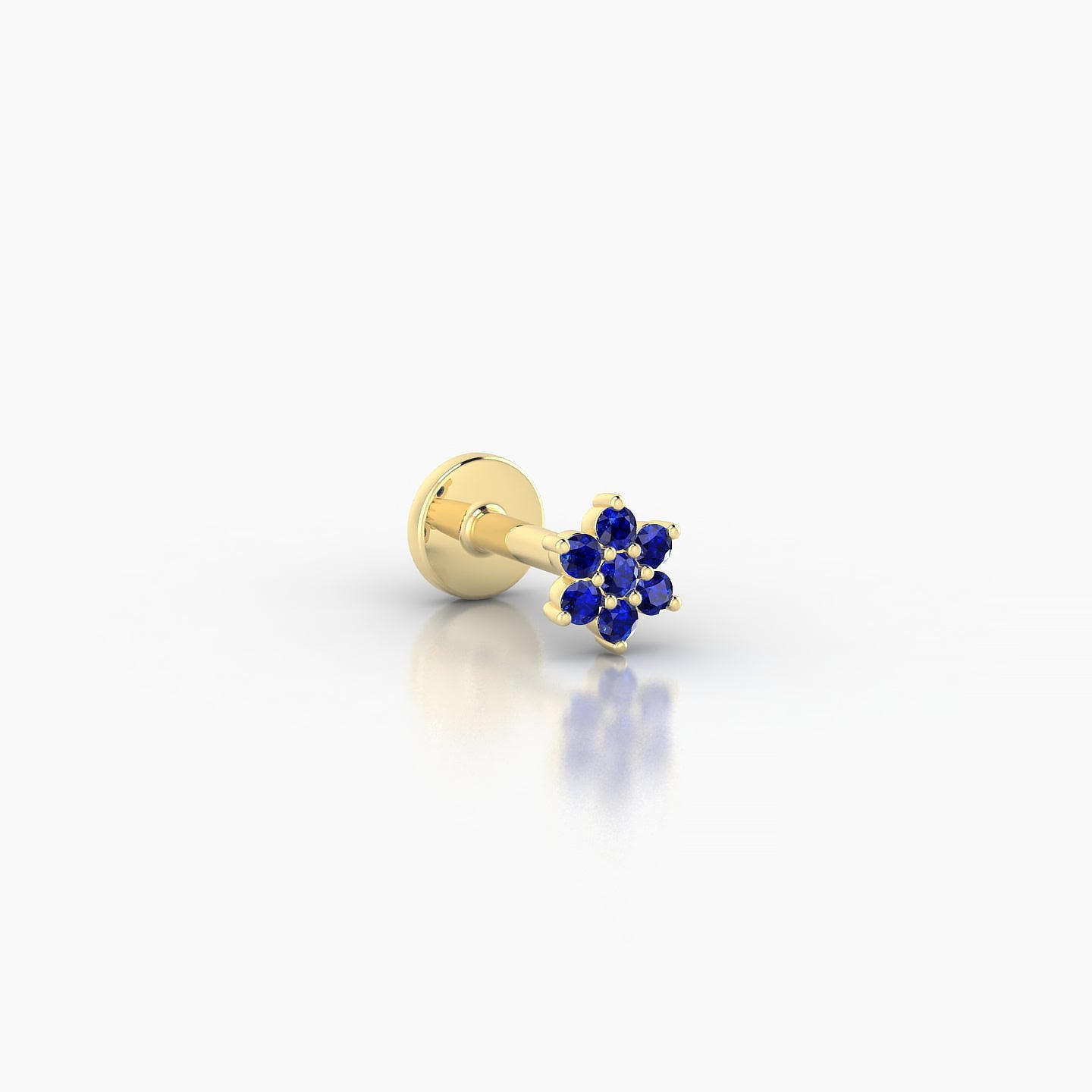 Chloris | 18k Yellow Gold 5 mm 4 mm Flower Sapphire Nostril Piercing