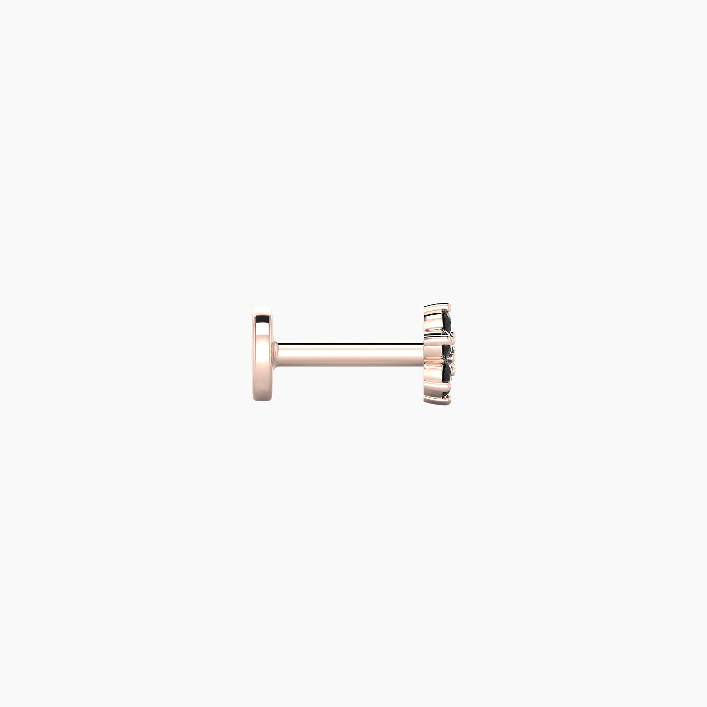 Chloris | 18k Rose Gold 5 mm 4 mm Flower Black Diamond Nostril Piercing