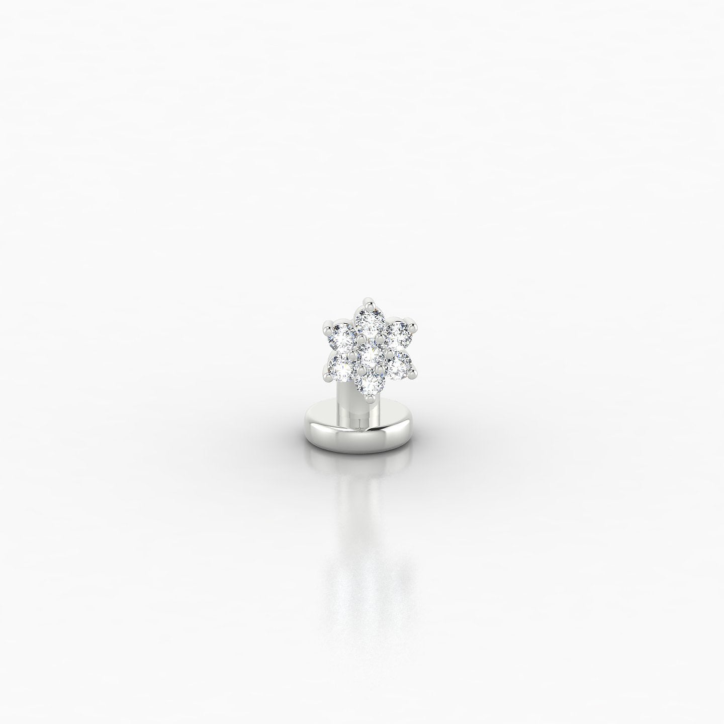 Chloris | 18k White Gold 6 mm 4 mm Flower Diamond Floating Navel Piercing