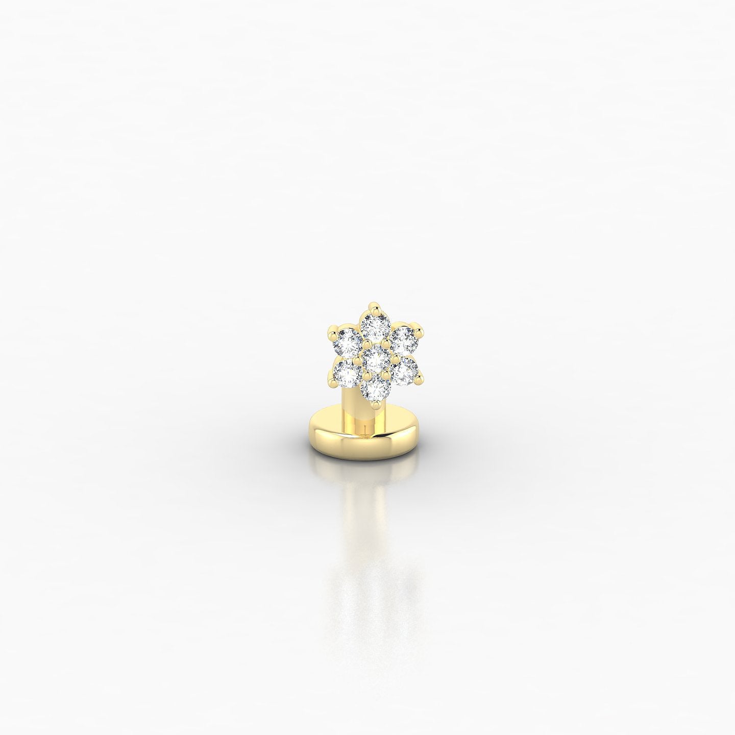 Chloris | 18k Yellow Gold 6 mm 4 mm Flower Diamond Floating Navel Piercing