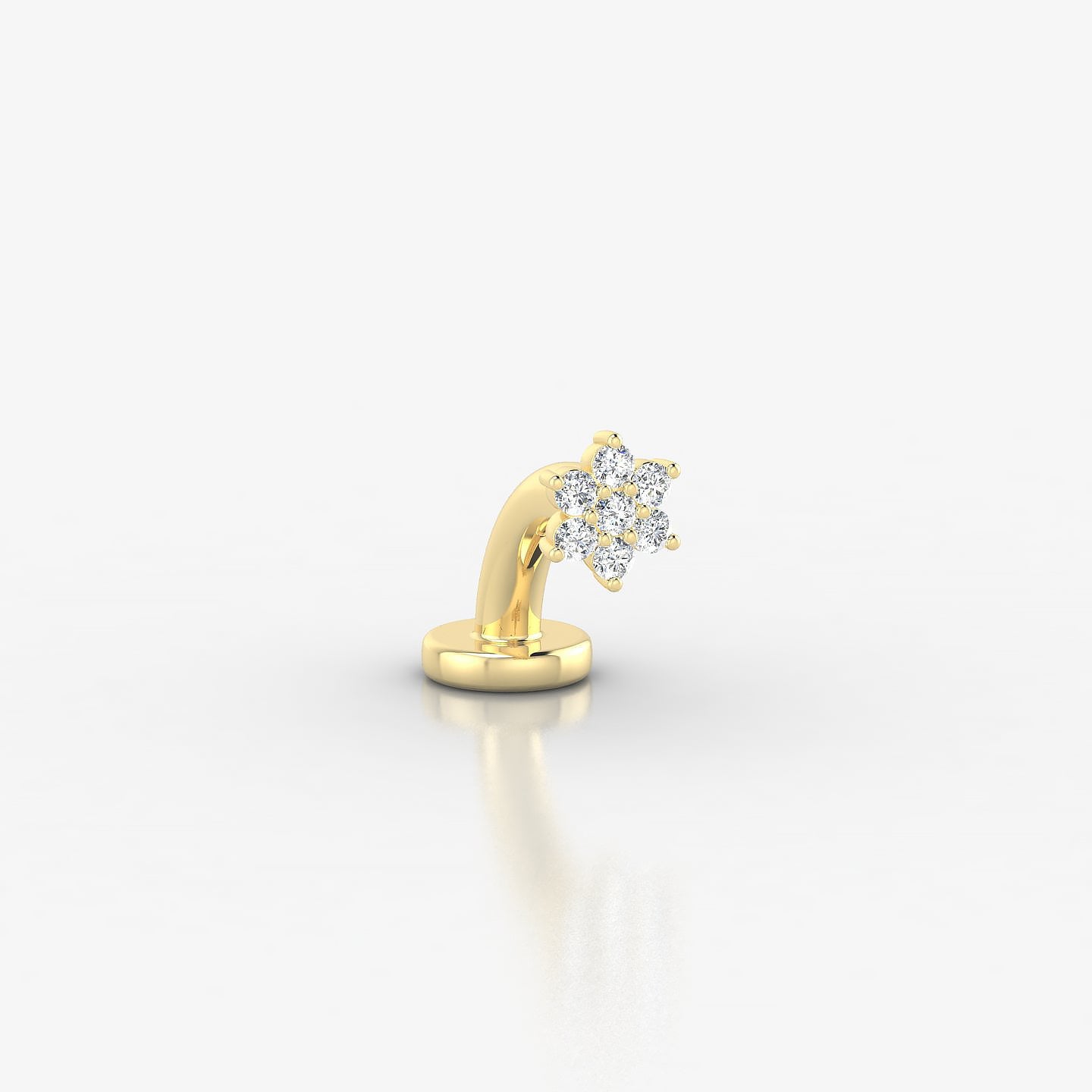 Chloris | 18k Yellow Gold 4 mm 6 mm Flower Diamond Floating Navel Piercing