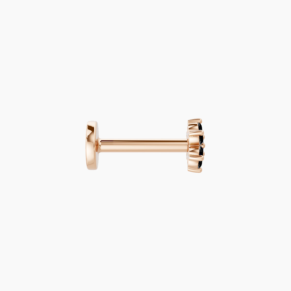Chloris | 18k Rose Gold 6.5 mm 4 mm Flower Black Diamond Nose Piercing
