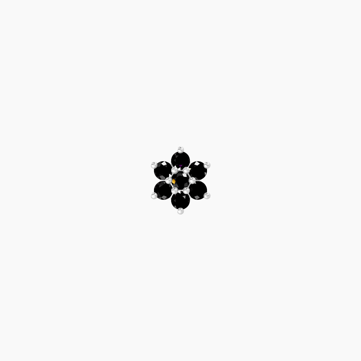 Chloris | 18k White Gold 6.5 mm 4 mm Flower Black Diamond Nose Piercing