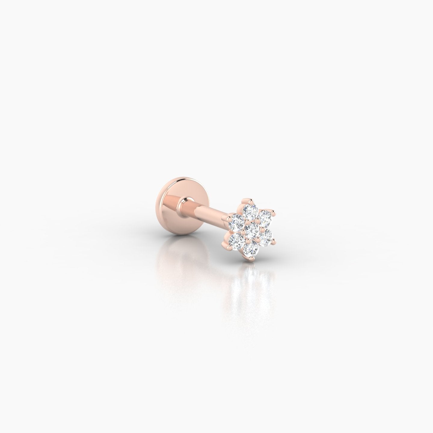 Chloris | 18k Rose Gold 4 mm 6.5 mm Flower Diamond Nostril Piercing