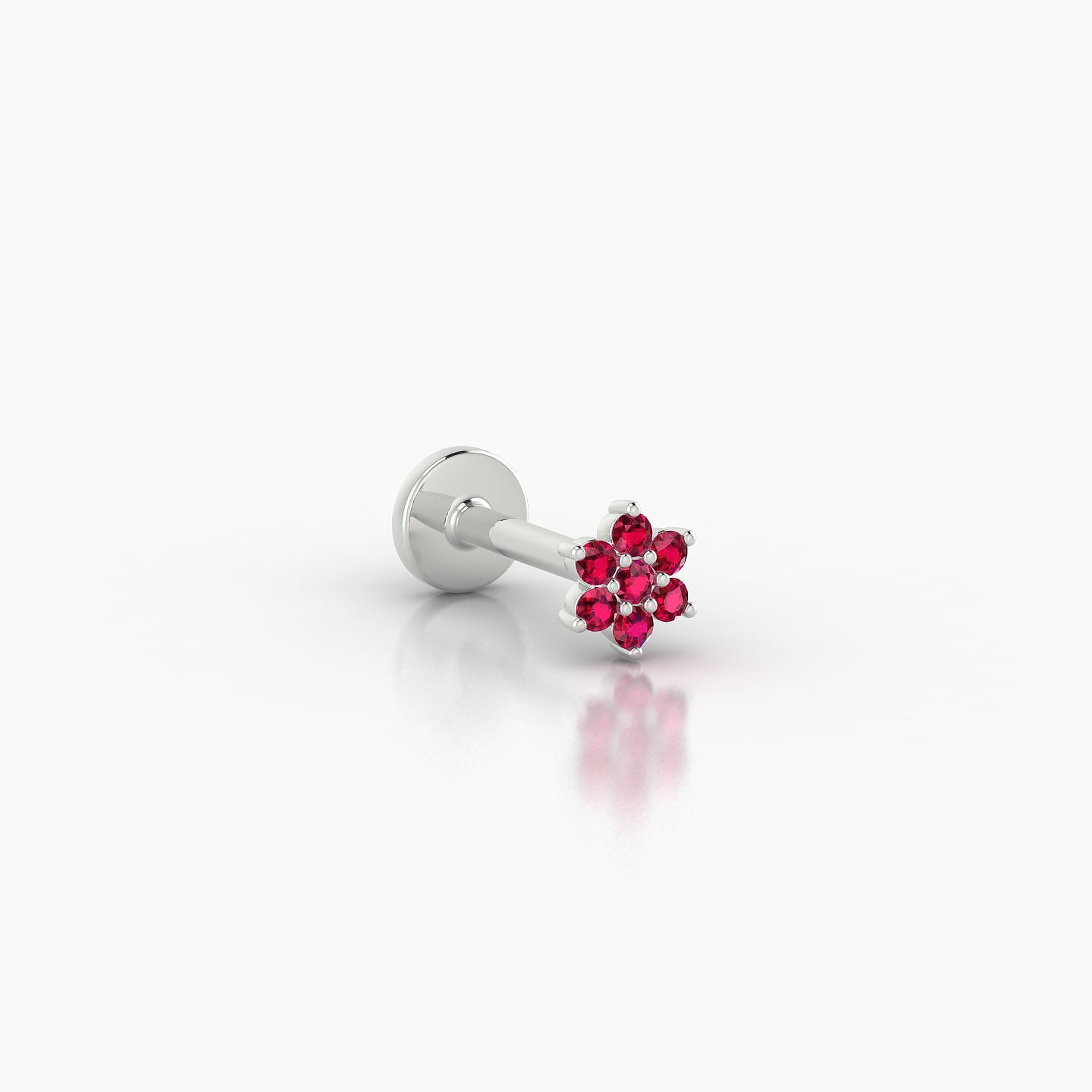 Chloris | 18k White Gold 6.5 mm 4 mm Flower Ruby Nostril Piercing