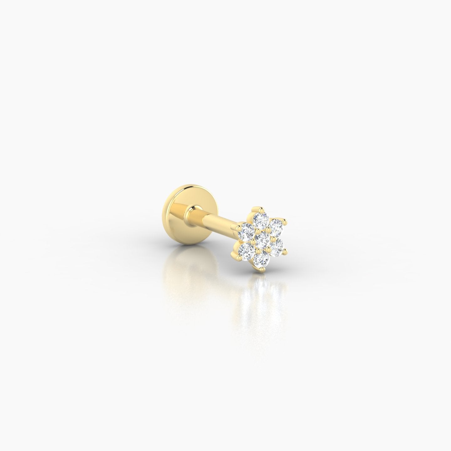 Chloris | 18k Yellow Gold 4 mm 6.5 mm Flower Diamond Nostril Piercing