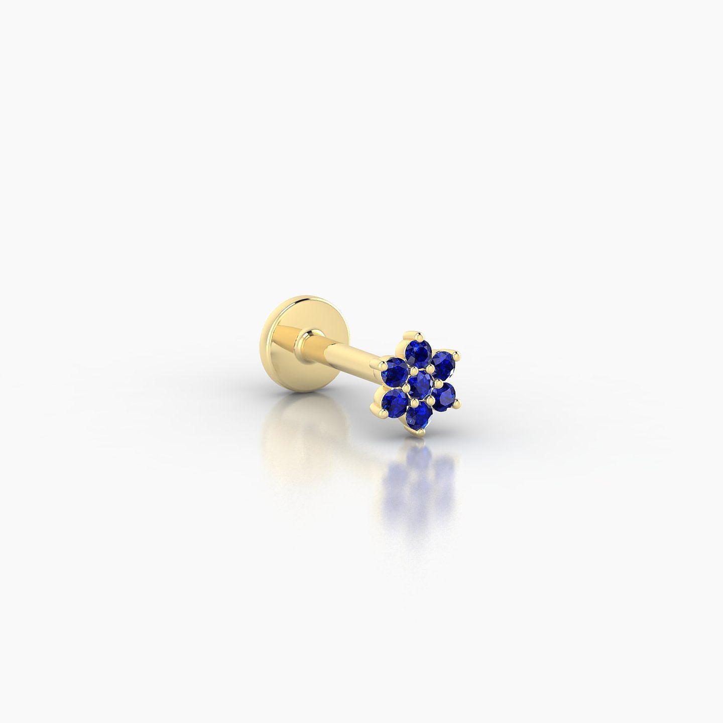 Chloris | 18k Yellow Gold 6.5 mm 4 mm Flower Sapphire Nostril Piercing