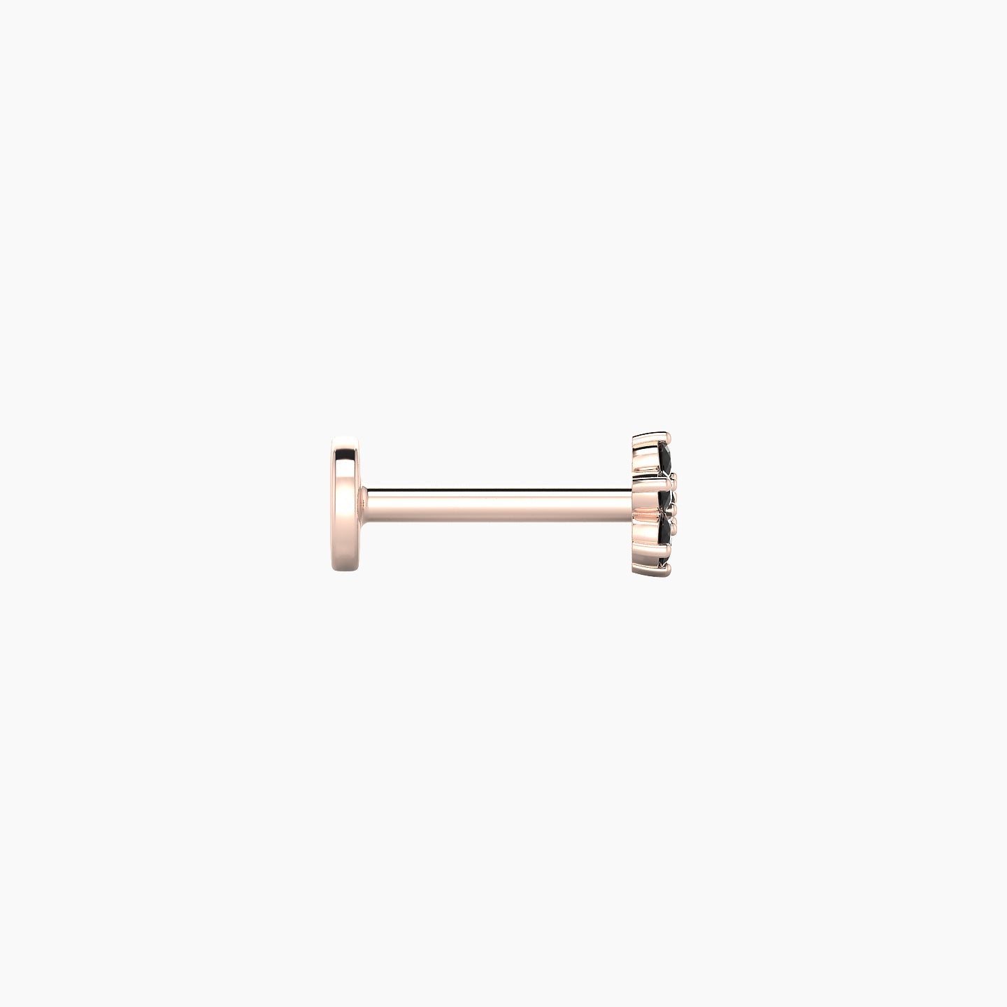 Chloris | 18k Rose Gold 6.5 mm 4 mm Flower Black Diamond Nostril Piercing