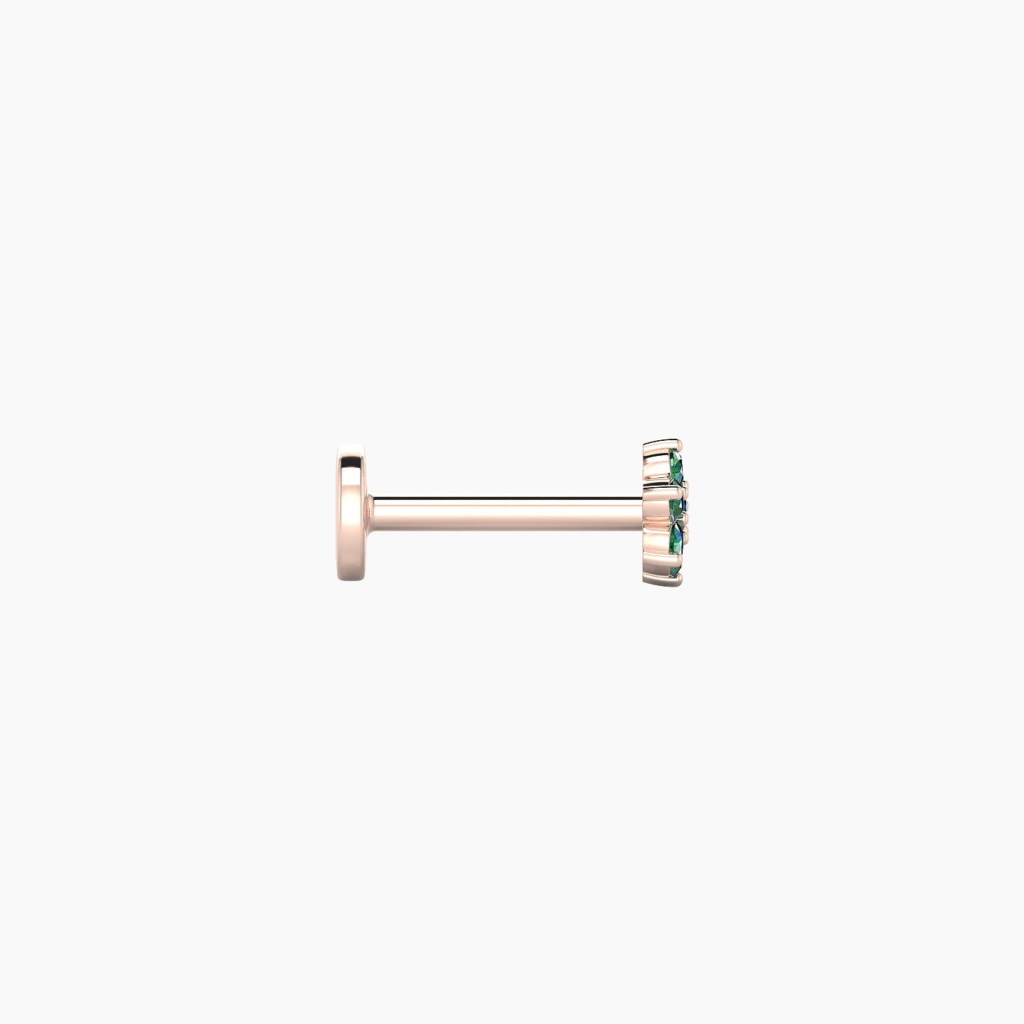 Chloris | 18k Rose Gold 6.5 mm 4 mm Flower Emerald Nostril Piercing