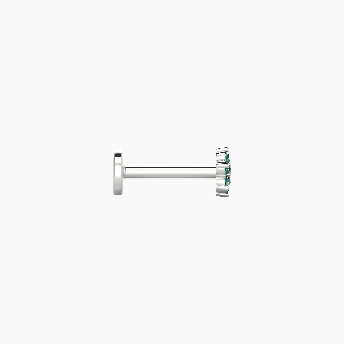 Chloris | 18k White Gold 6.5 mm 4 mm Flower Emerald Nostril Piercing