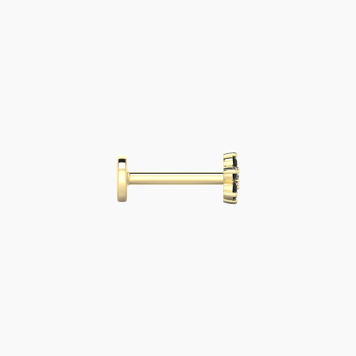 Chloris | 18k Yellow Gold 6.5 mm 4 mm Flower Black Diamond Nostril Piercing