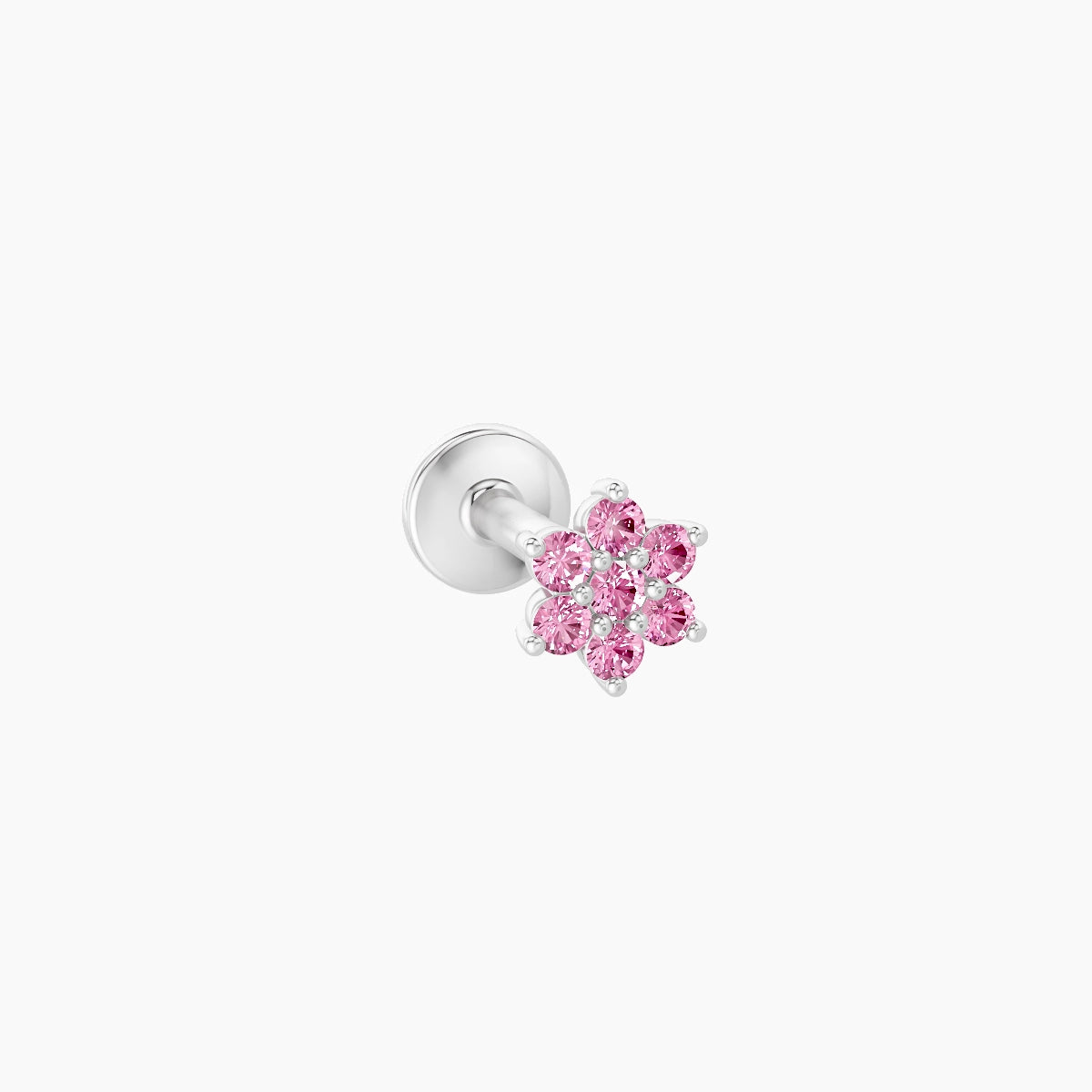 Chloris | 18k White Gold 6.5 mm 4 mm Flower Pink Sapphire Piercing