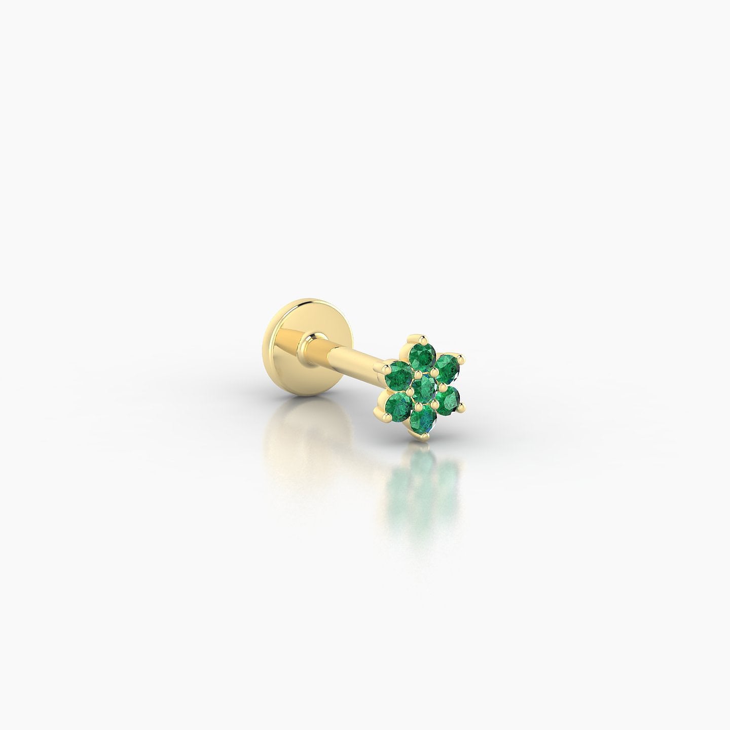 Chloris | 18k Yellow Gold 6.5 mm 4 mm Flower Emerald Piercing