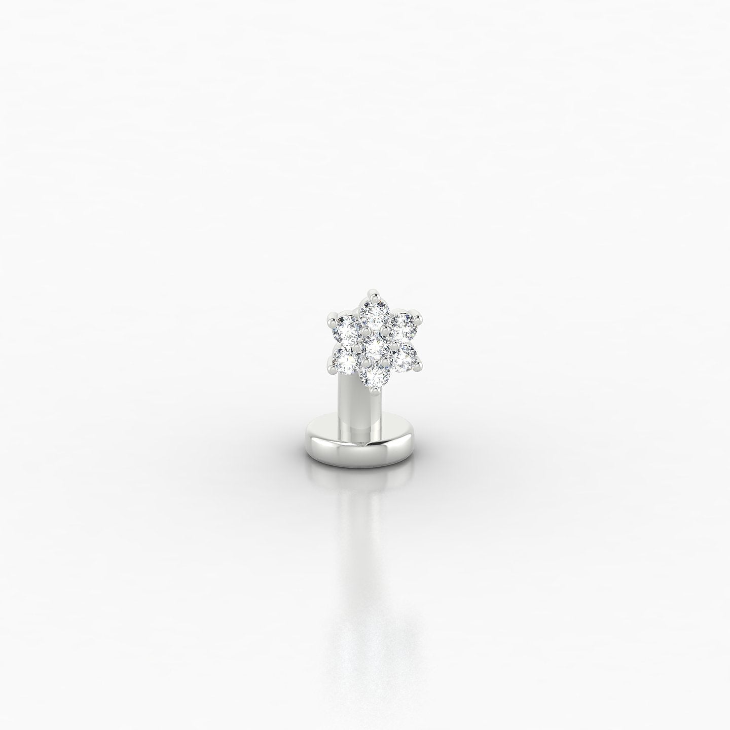 Chloris | 18k White Gold 8 mm 4 mm Flower Diamond Floating Navel Piercing