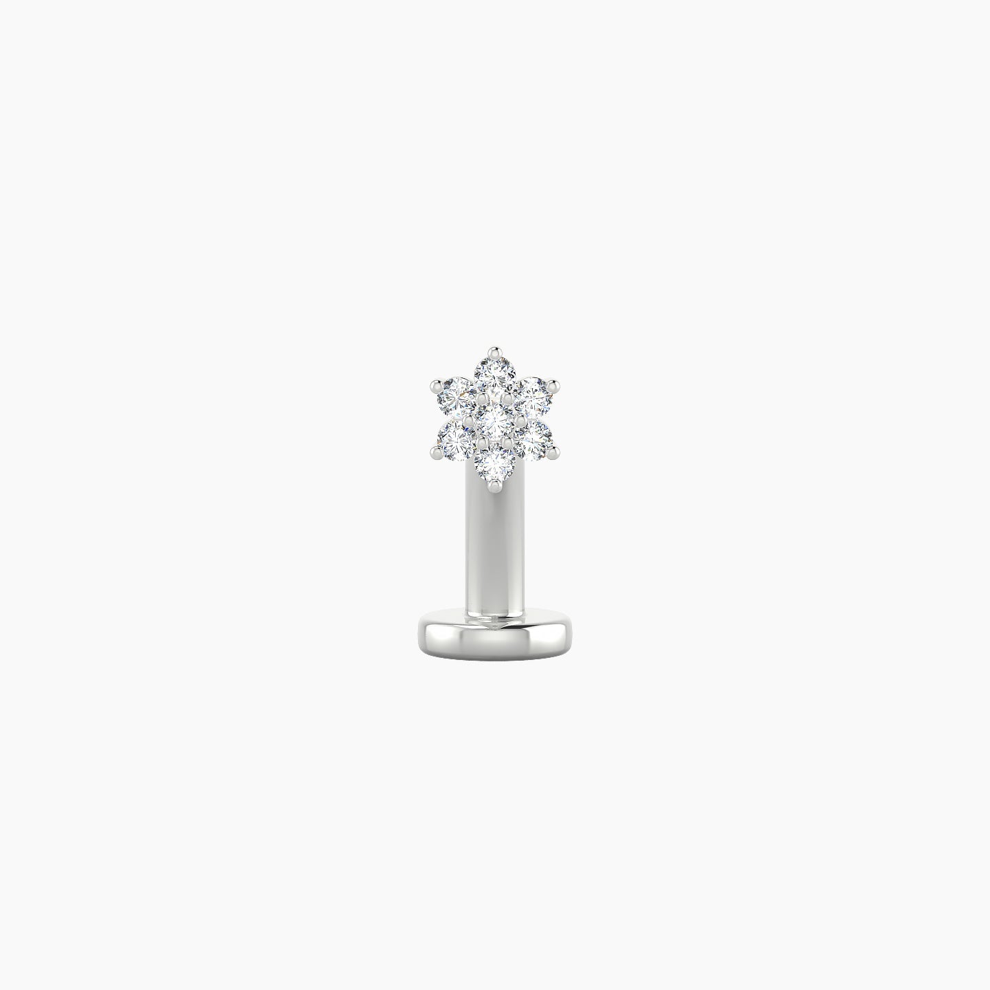 Chloris | 18k White Gold 4 mm 8 mm Flower Diamond Floating Navel Piercing