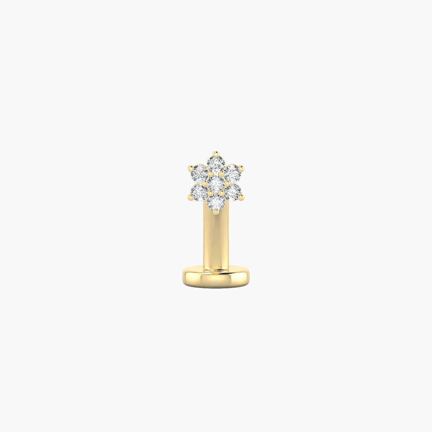 Chloris | 18k Yellow Gold 4 mm 8 mm Flower Diamond Floating Navel Piercing