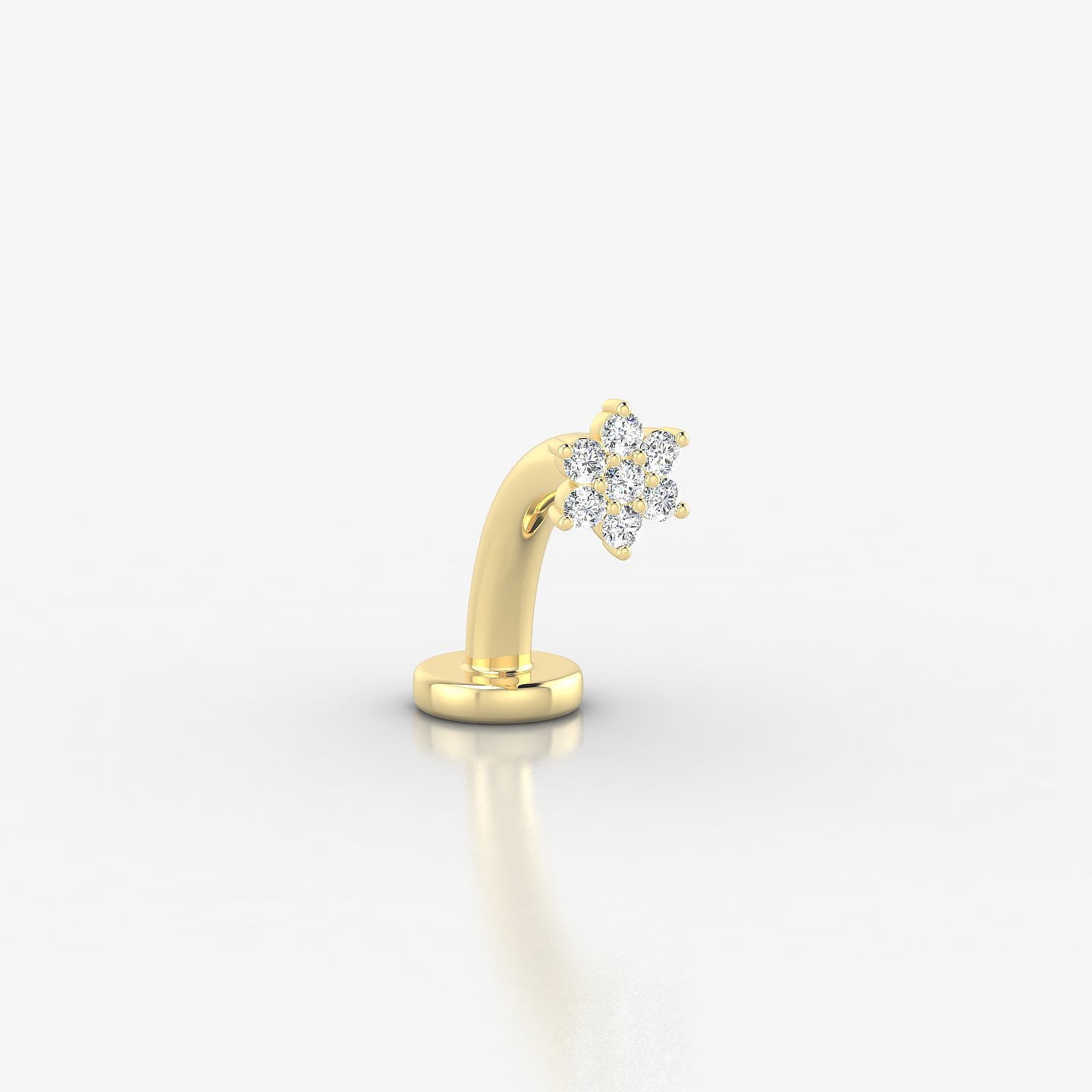 Chloris | 18k Yellow Gold 4 mm 8 mm Flower Diamond Floating Navel Piercing