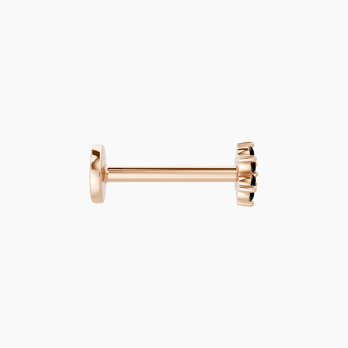 Chloris | 18k Rose Gold 8 mm 4 mm Flower Black Diamond Nose Piercing