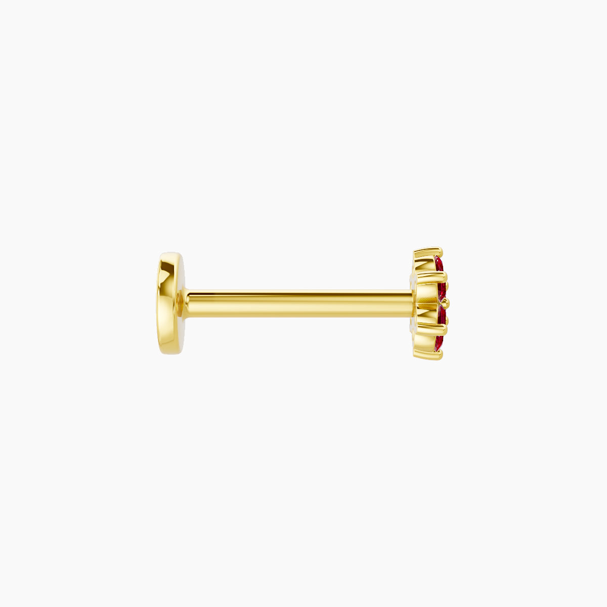 Chloris | 18k Yellow Gold 8 mm 4 mm Flower Ruby Nose Piercing