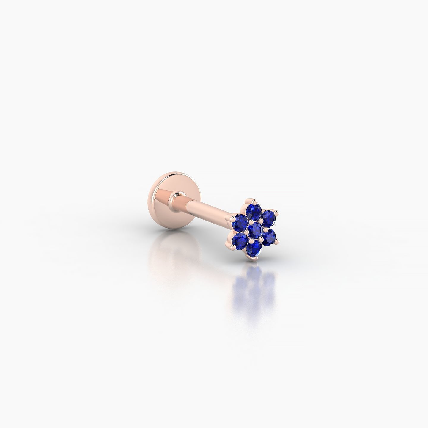 Chloris | 18k Rose Gold 8 mm 4 mm Flower Sapphire Nostril Piercing