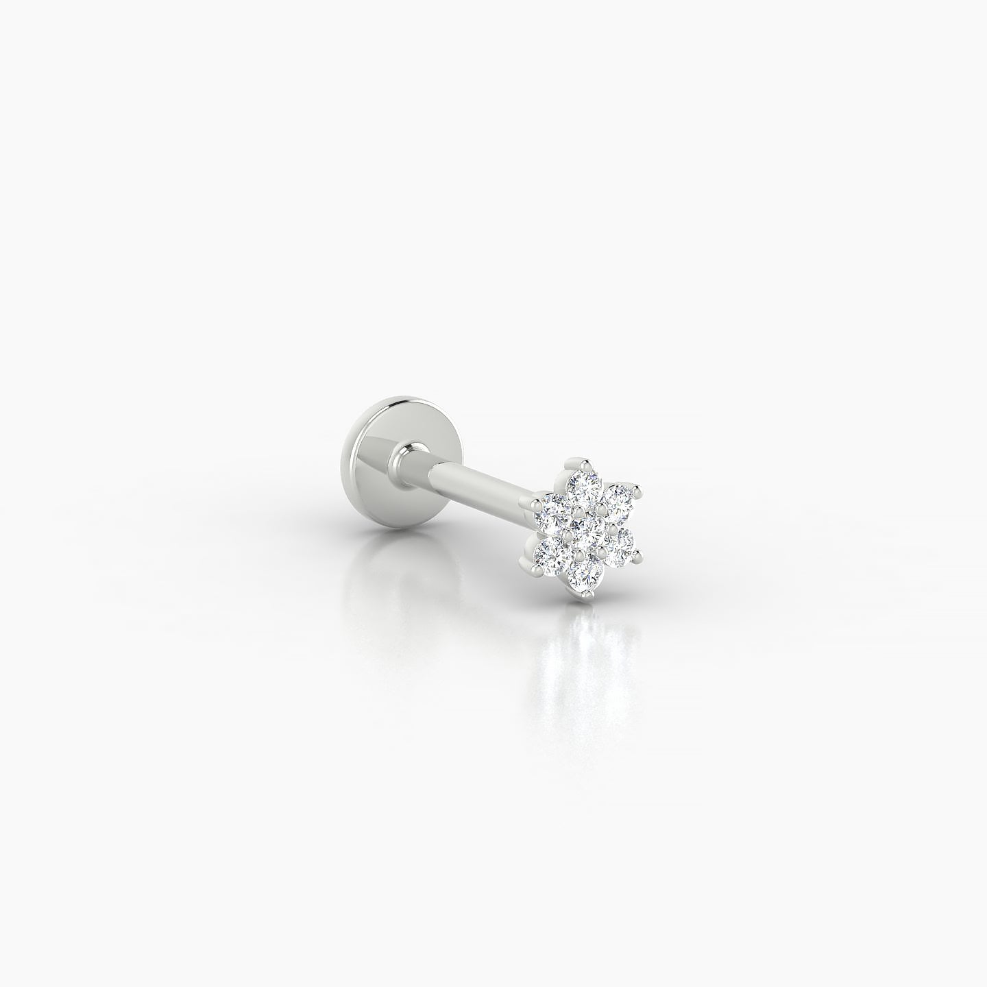 Chloris | 18k White Gold 4 mm 8 mm Flower Diamond Nostril Piercing