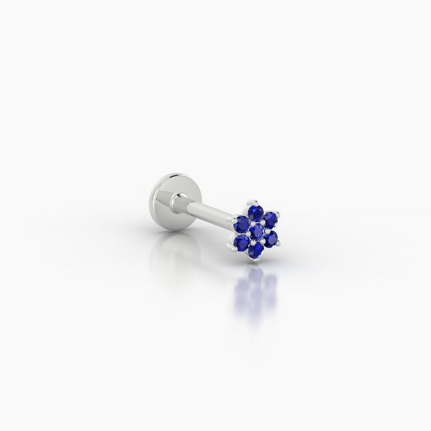 Chloris | 18k White Gold 8 mm 4 mm Flower Sapphire Nostril Piercing