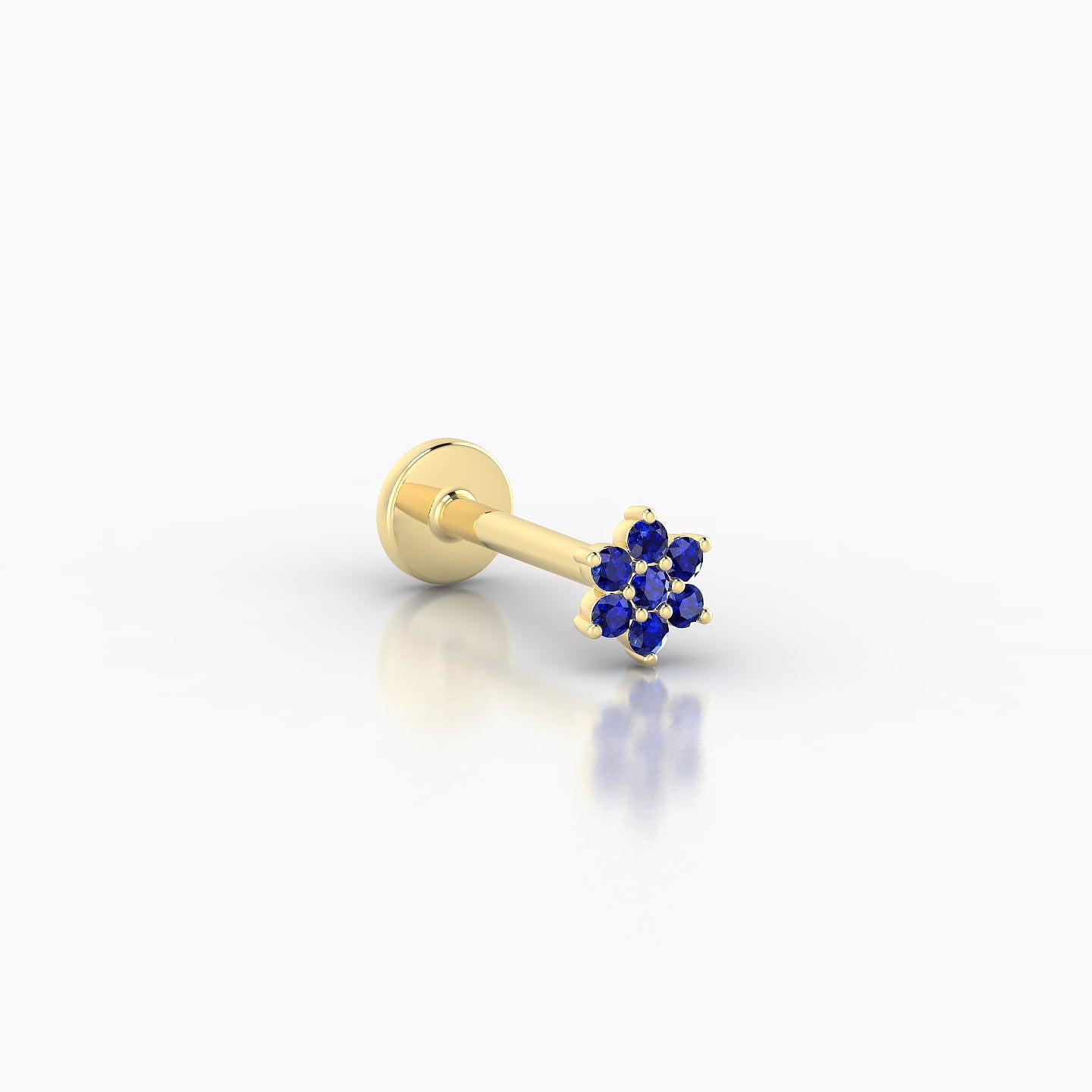 Chloris | 18k Yellow Gold 8 mm 4 mm Flower Sapphire Nostril Piercing