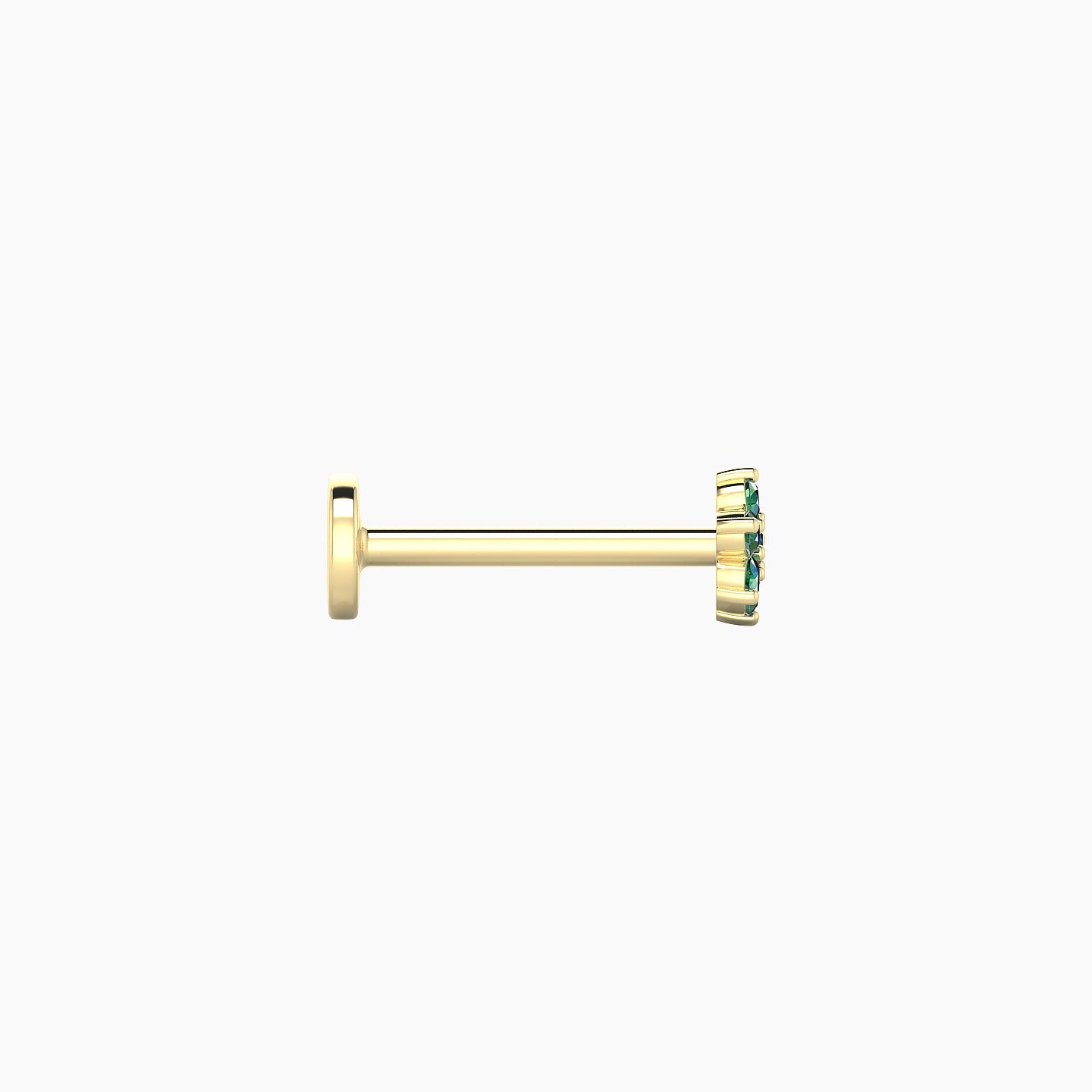 Chloris | 18k Yellow Gold 8 mm 4 mm Flower Emerald Nostril Piercing