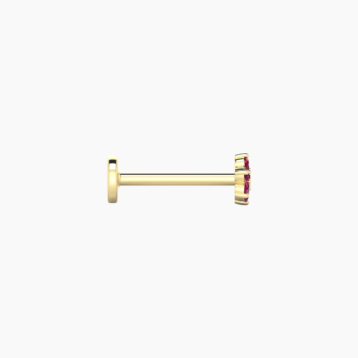 Chloris | 18k Yellow Gold 8 mm 4 mm Flower Ruby Nostril Piercing